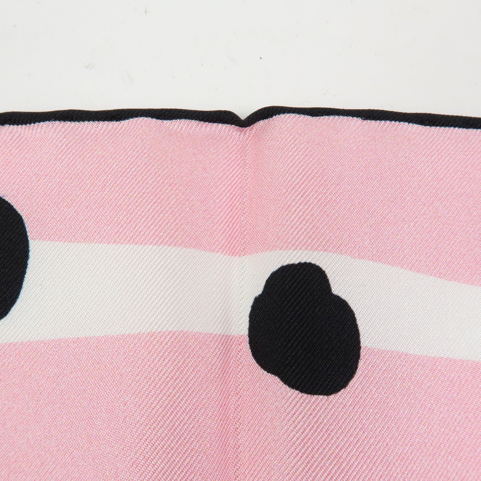 CHANEL COCO Mark Silk 100% Scarf Pink Black White