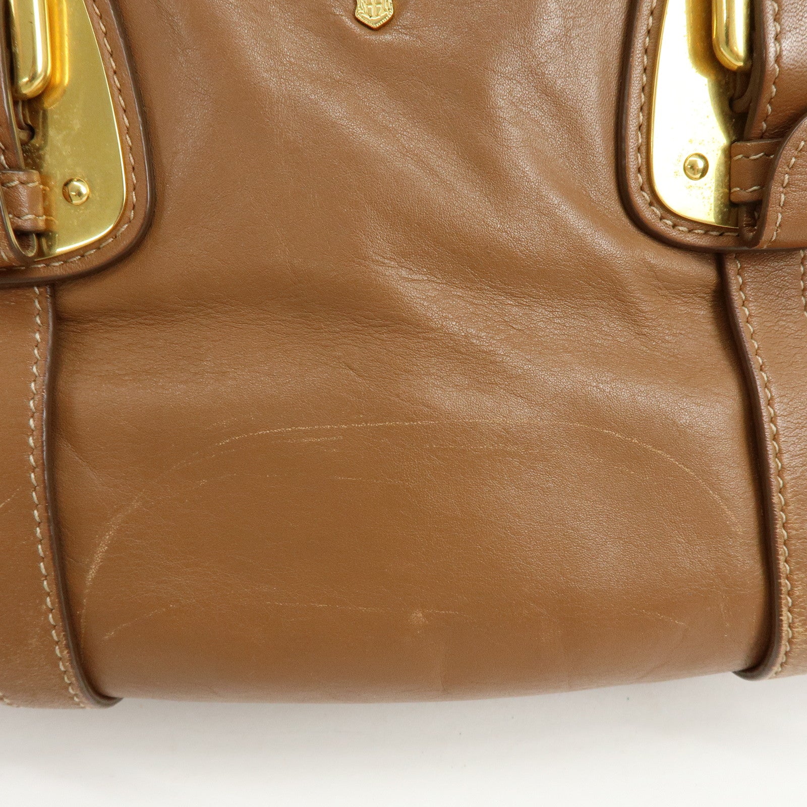 PRADA Leather 2Way Bag Hand Bag Shoulder Bag Brown