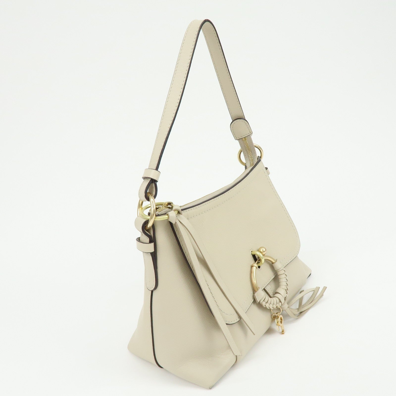 Chloe See By Chloe Joan Leather Shoulder Bag Hand Bag Beige