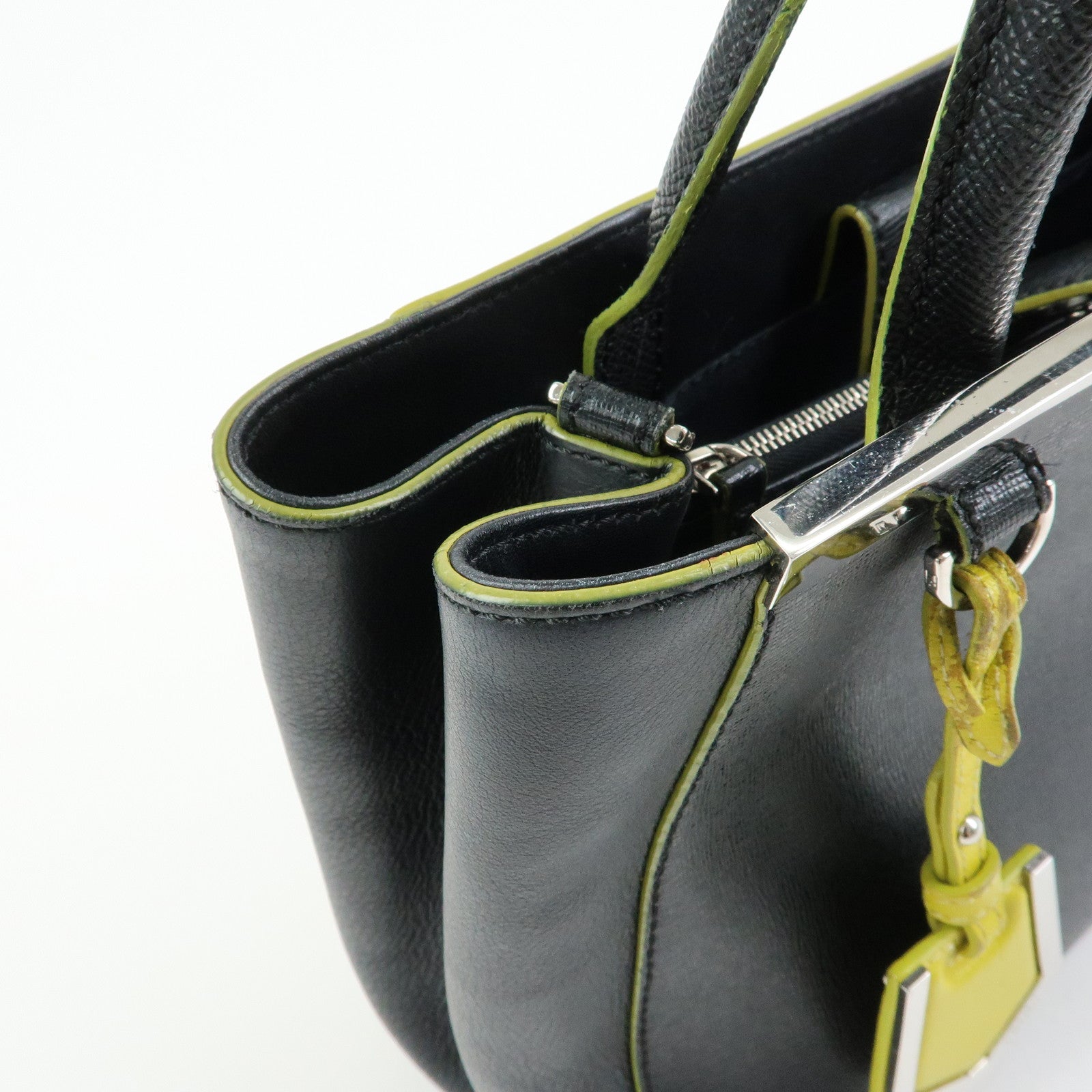 FENDI Petite 2Jours Leather 2Way Bag Hand Bag Shoulder Bag Black 8BH253