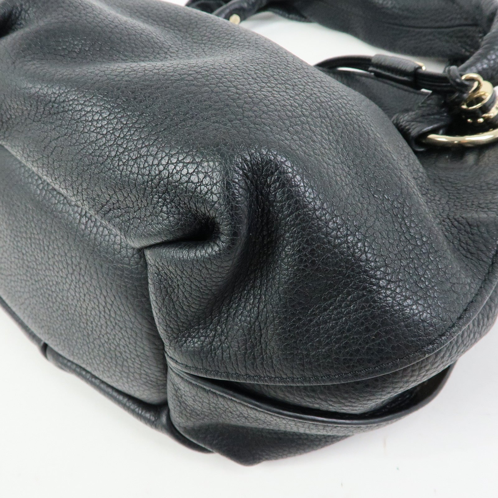 CELINE Macadam Bittersweet Leather Shoulder Bag Hand Bag Black