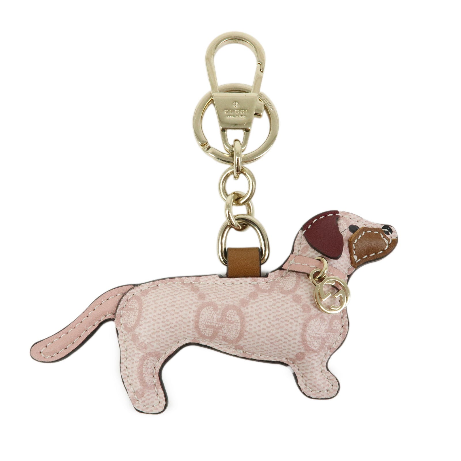 GUCCI Interlocking G Dog GG Supreme Leather Bag Charm Key Chain