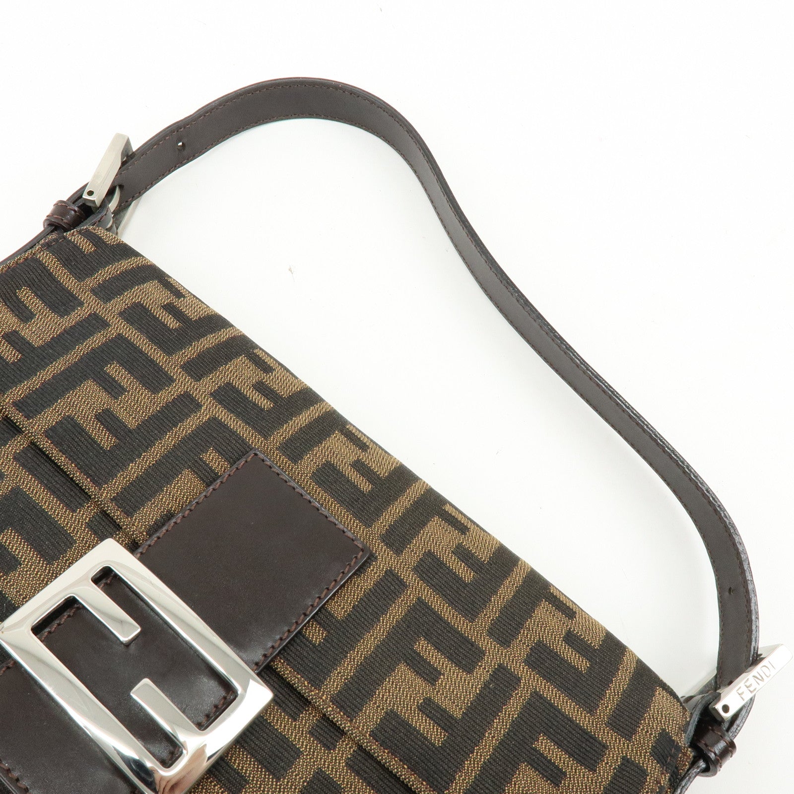 FENDI Mamma Baguette Zucca Canvas Leather Hand Bag Shoulder Bag 26424