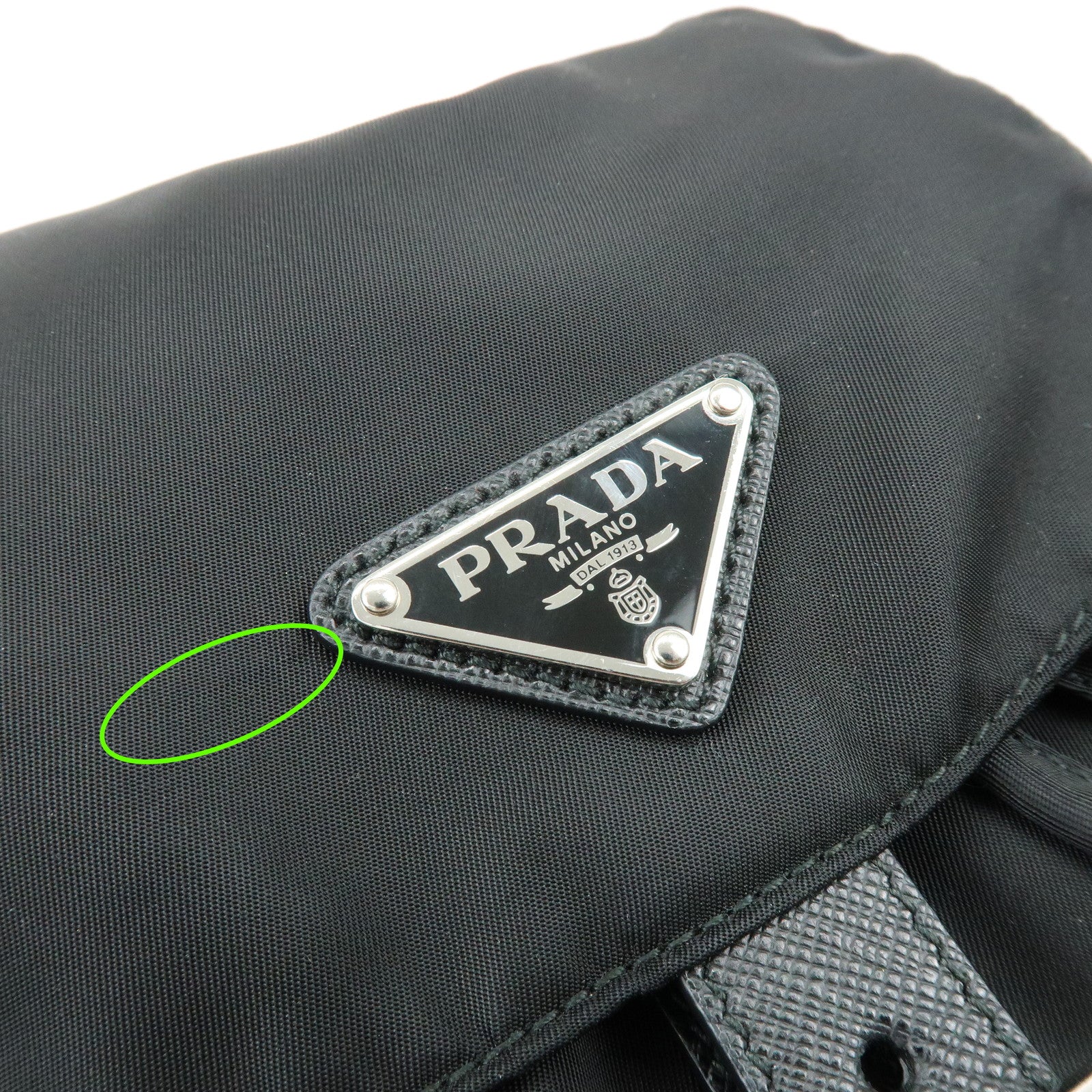 PRADA Triangle Logo Nylon Saffiano Leather Backpack Rucksack 1BZ811