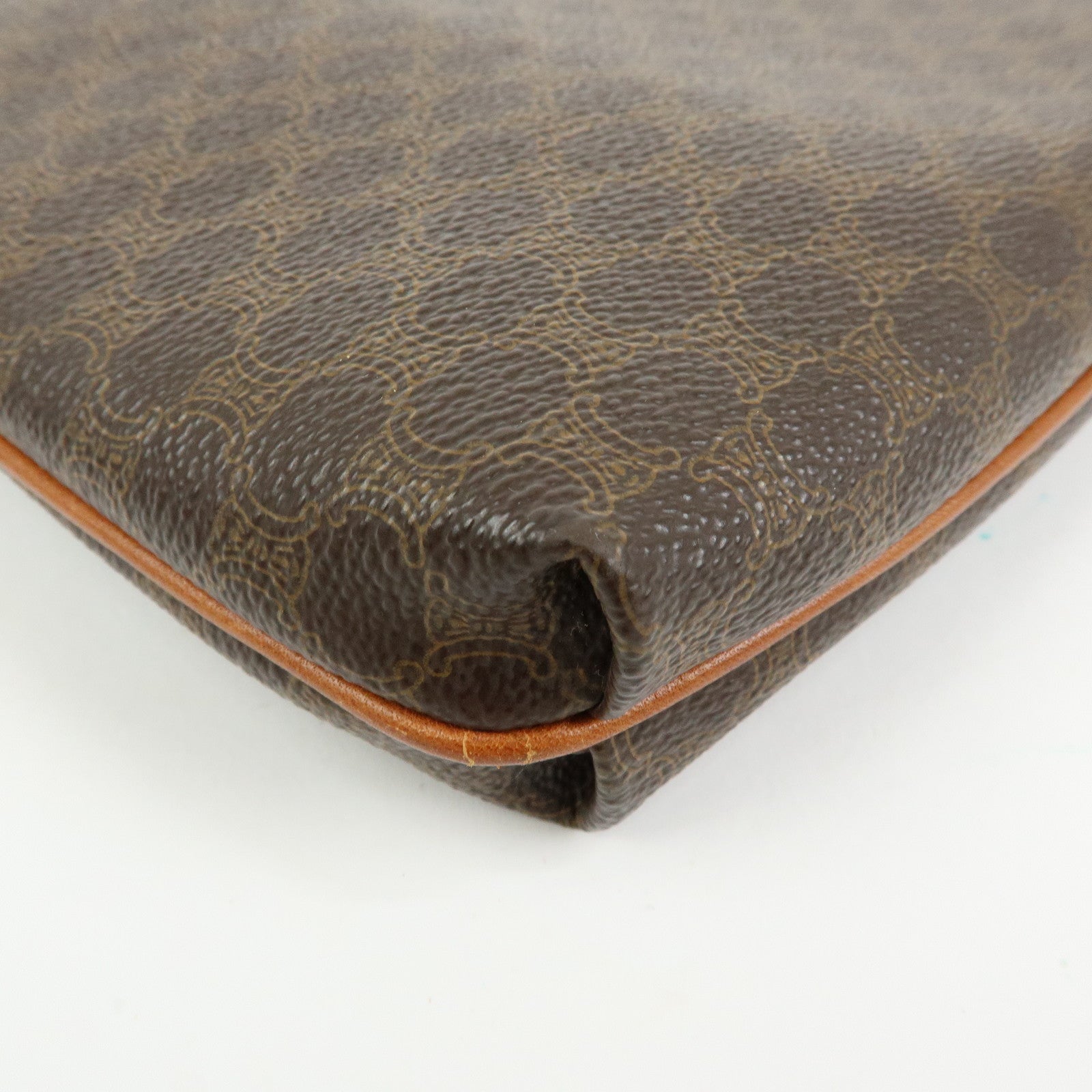 CELINE Macadam Leather Flap Clutch Bag Brown