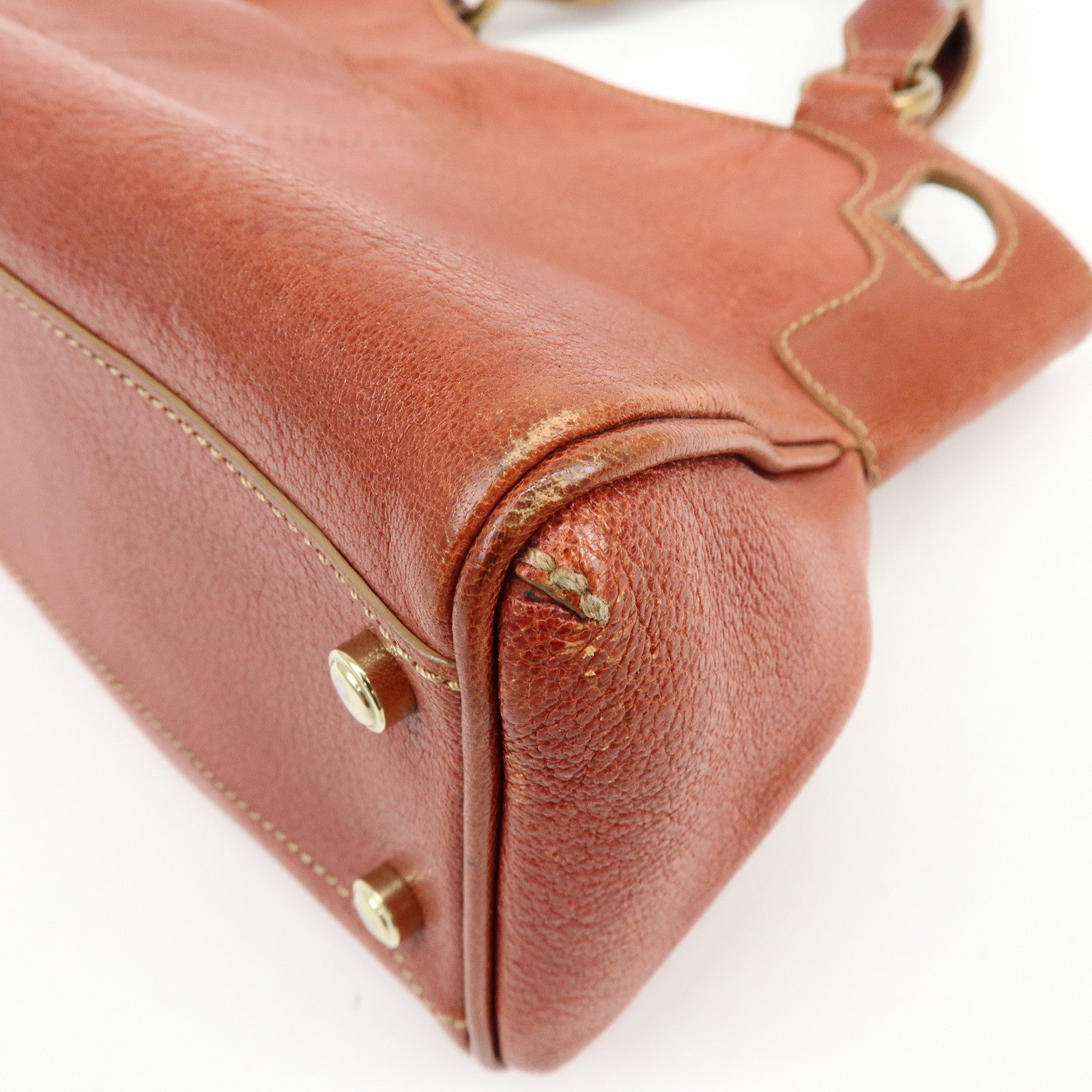 Cartier Marcello de Cartier Leather Hand Bag Tote Bag Brown