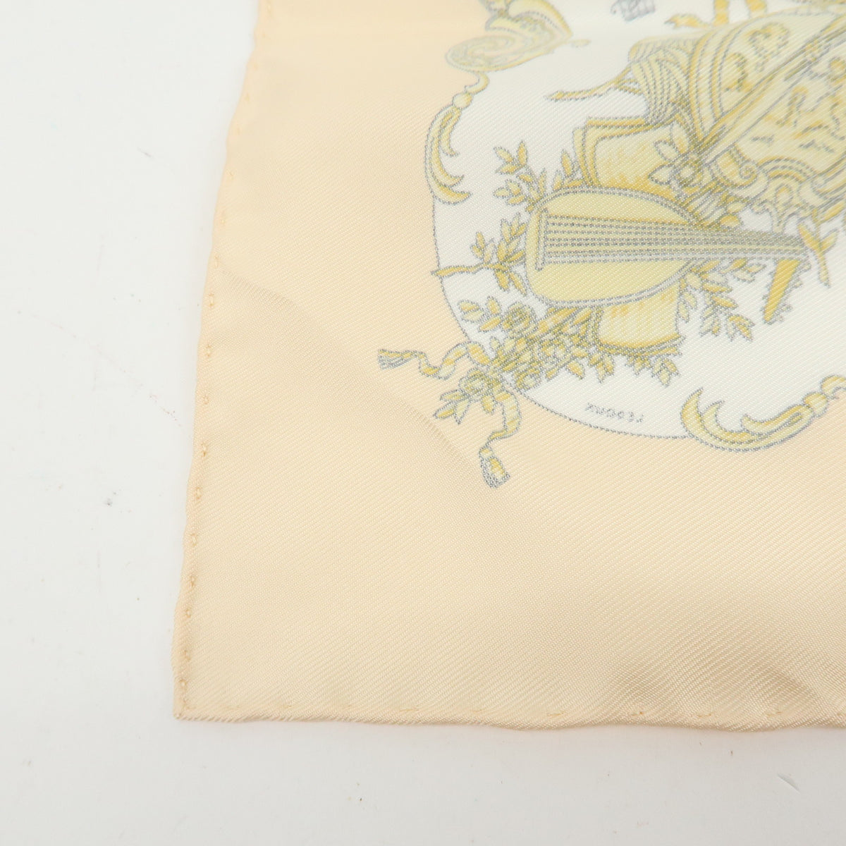HERMES Carre 45 Silk 100% Scarf CHANSONS DE FRANCE Beige Multicolor