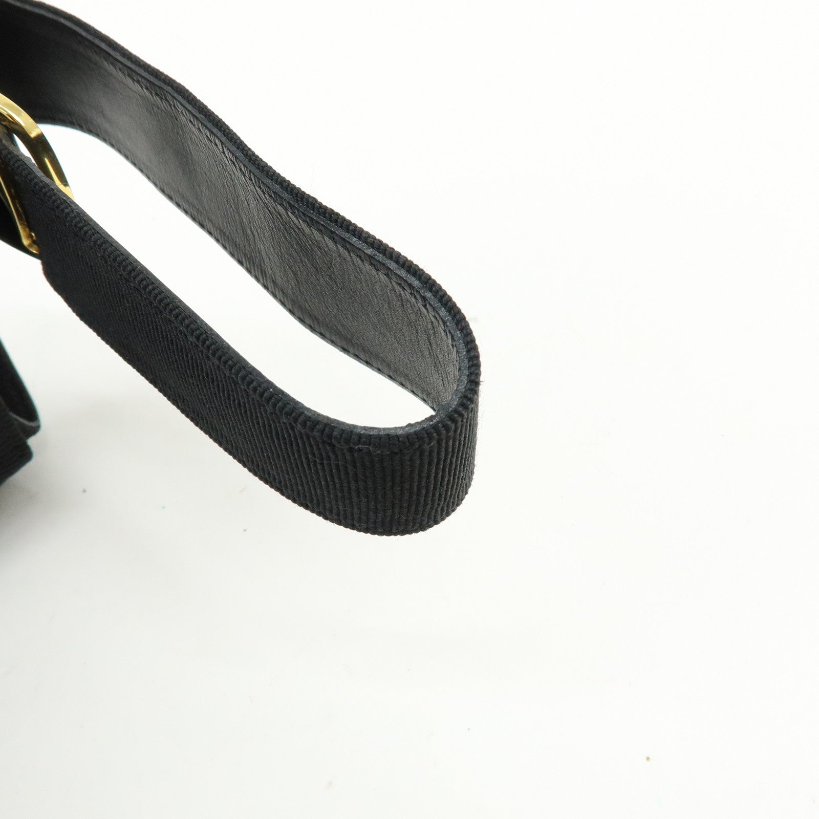 Ferragamo Vara Canvas Leather Tiered Hand Bag Pouch Black