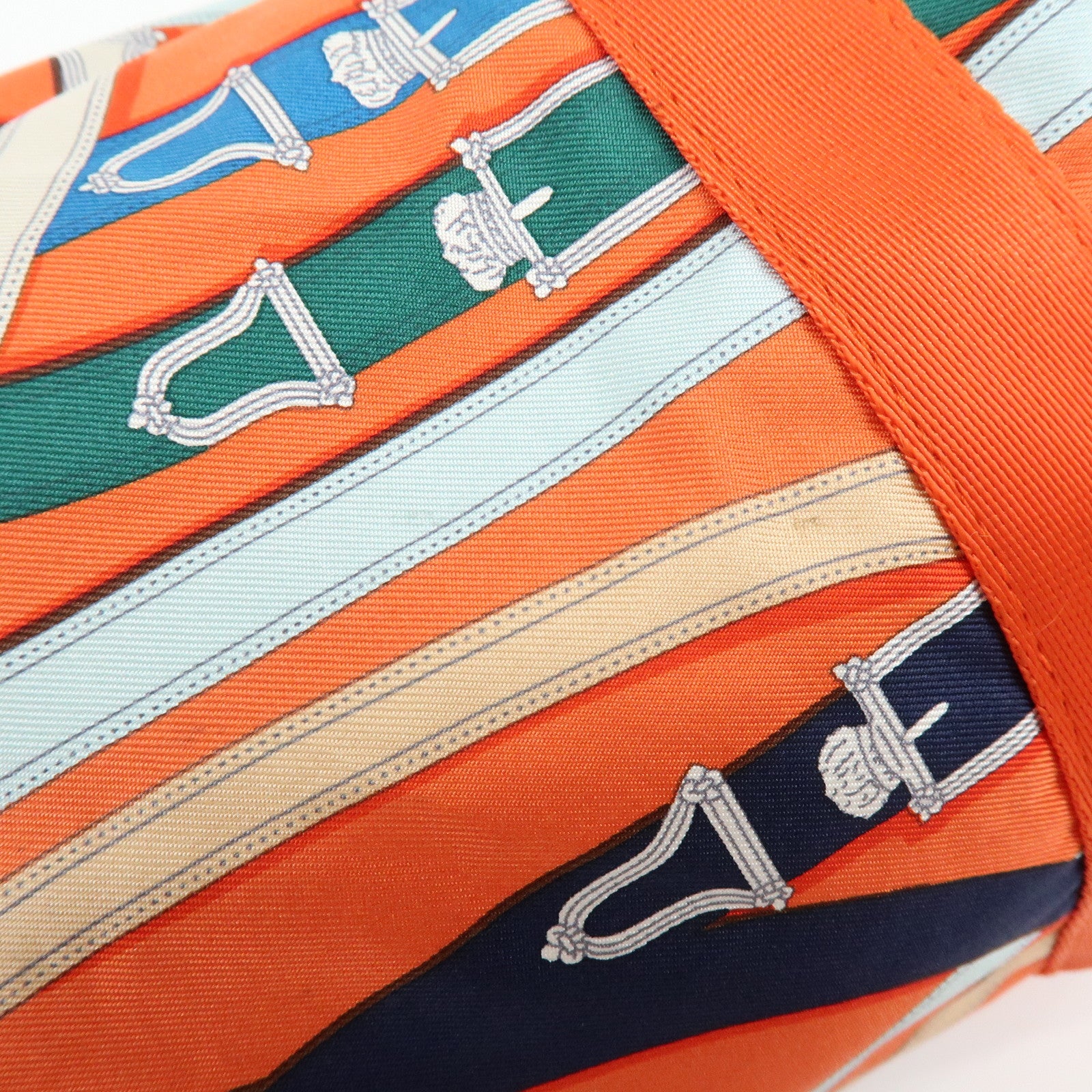 HERMES Airsilk Duffle 38 Silk Leather Shoulder Bag Hand Bag Orange