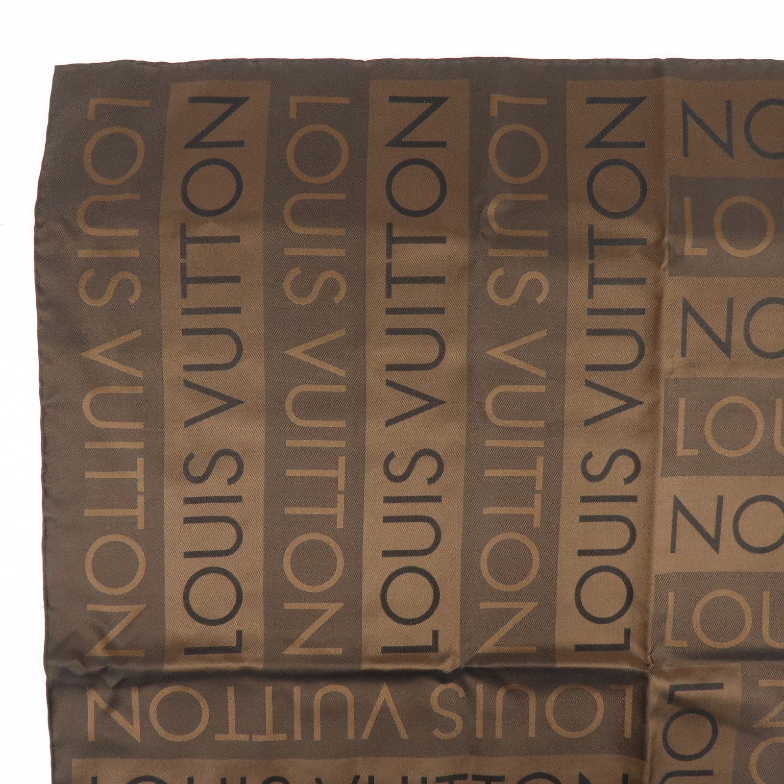 Louis Vuitton Logo Pattern Silk 100% Scarf Brown  70×70