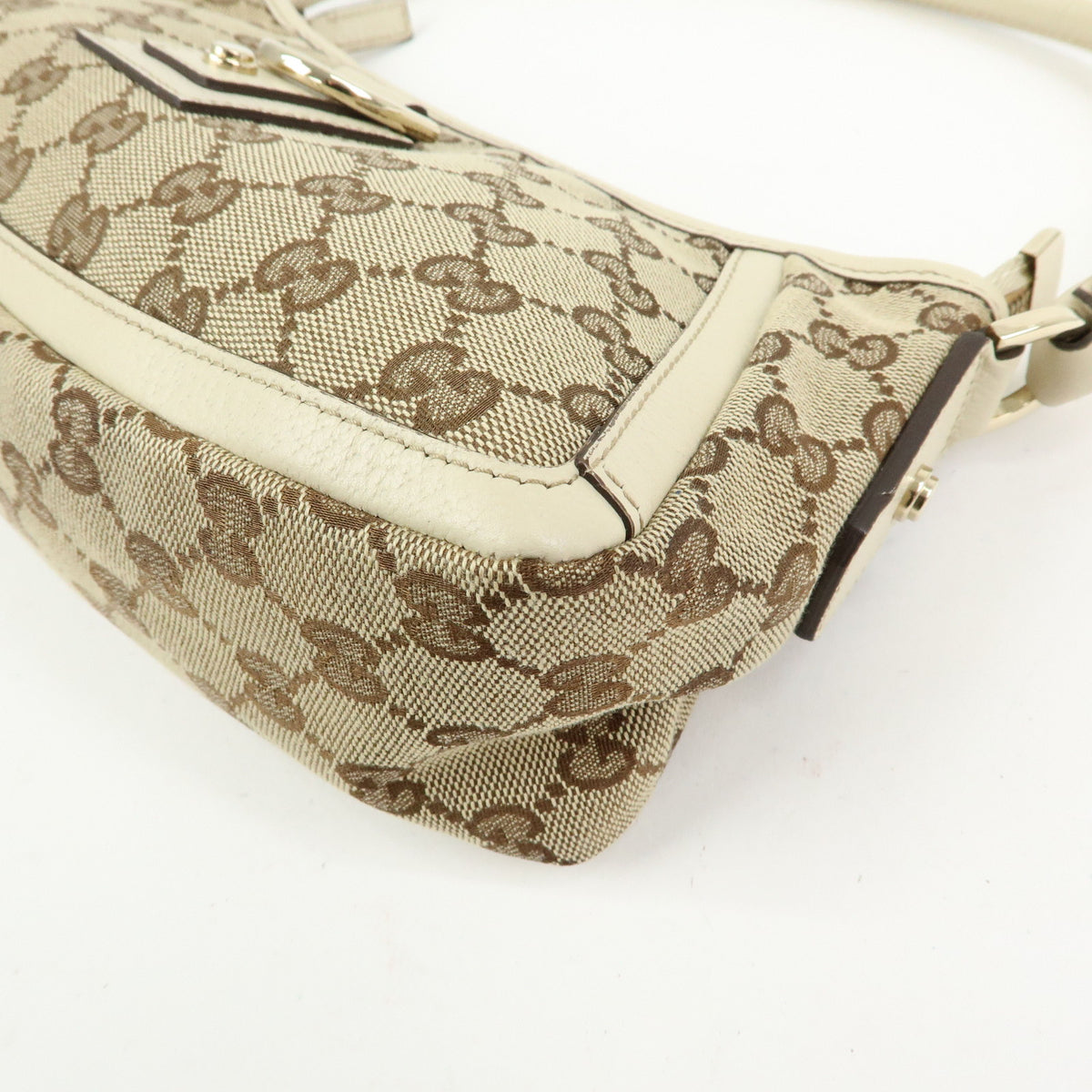 GUCCI Abbey GG Canvas Leather Mini Shoulder Bag Beige Ivory 130939