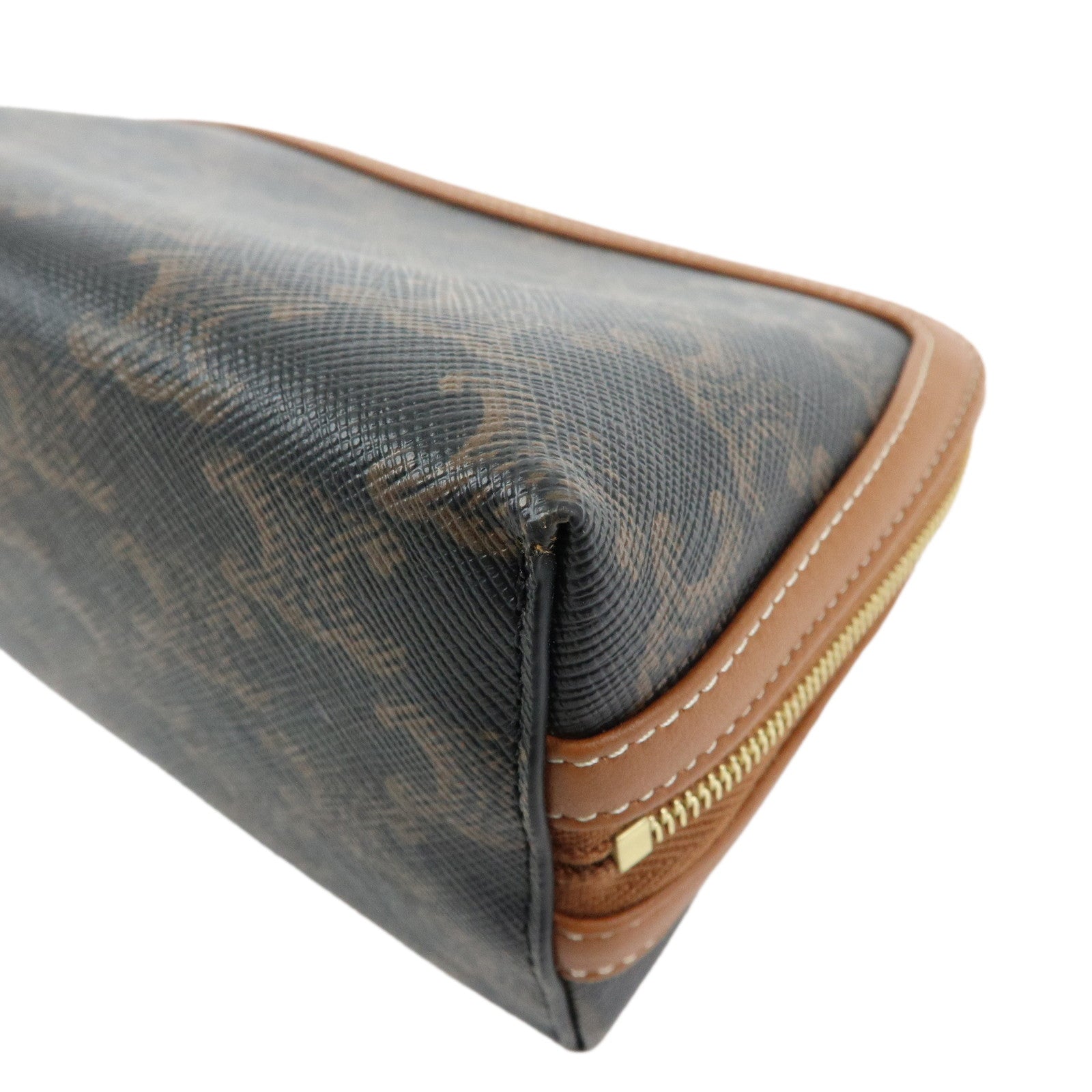 CELINE Triomphe Macadam PVC Lamb Skin Chain Clutch Bag Cosmetic Pouch