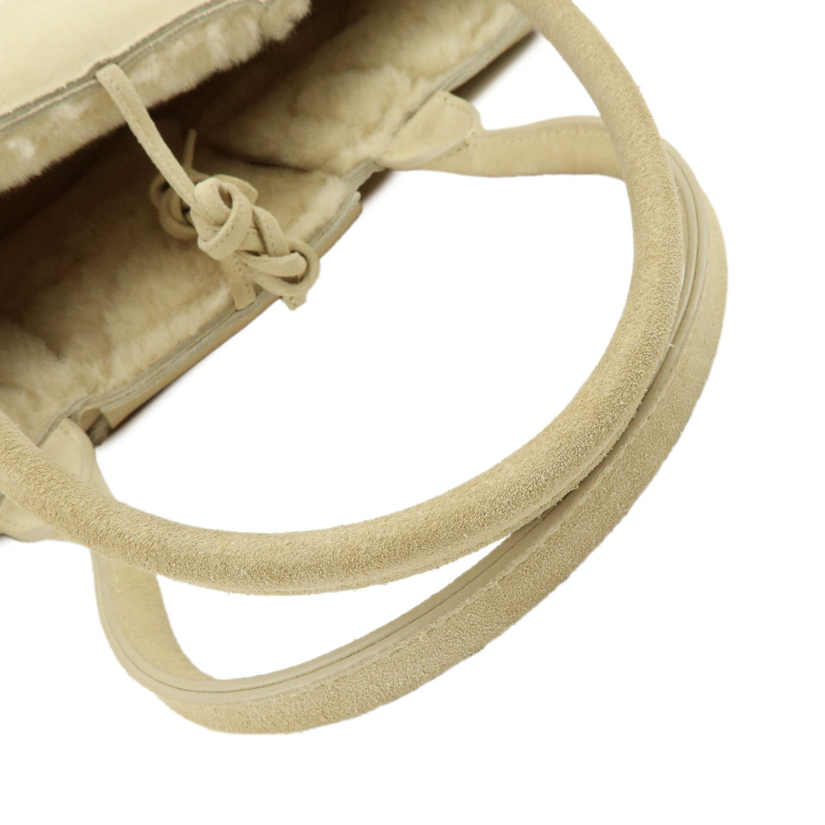 BOTTEGA VENETA Intorceciatto Arco Shearling Leather Hand Tote Bag Beige