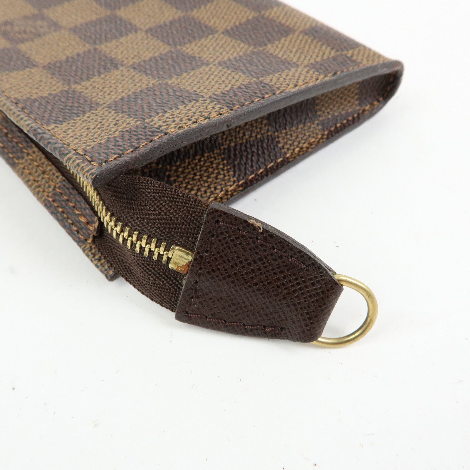Louis Vuitton Damier Ebene Canvas Leather Pouch for Marais Bag Brown