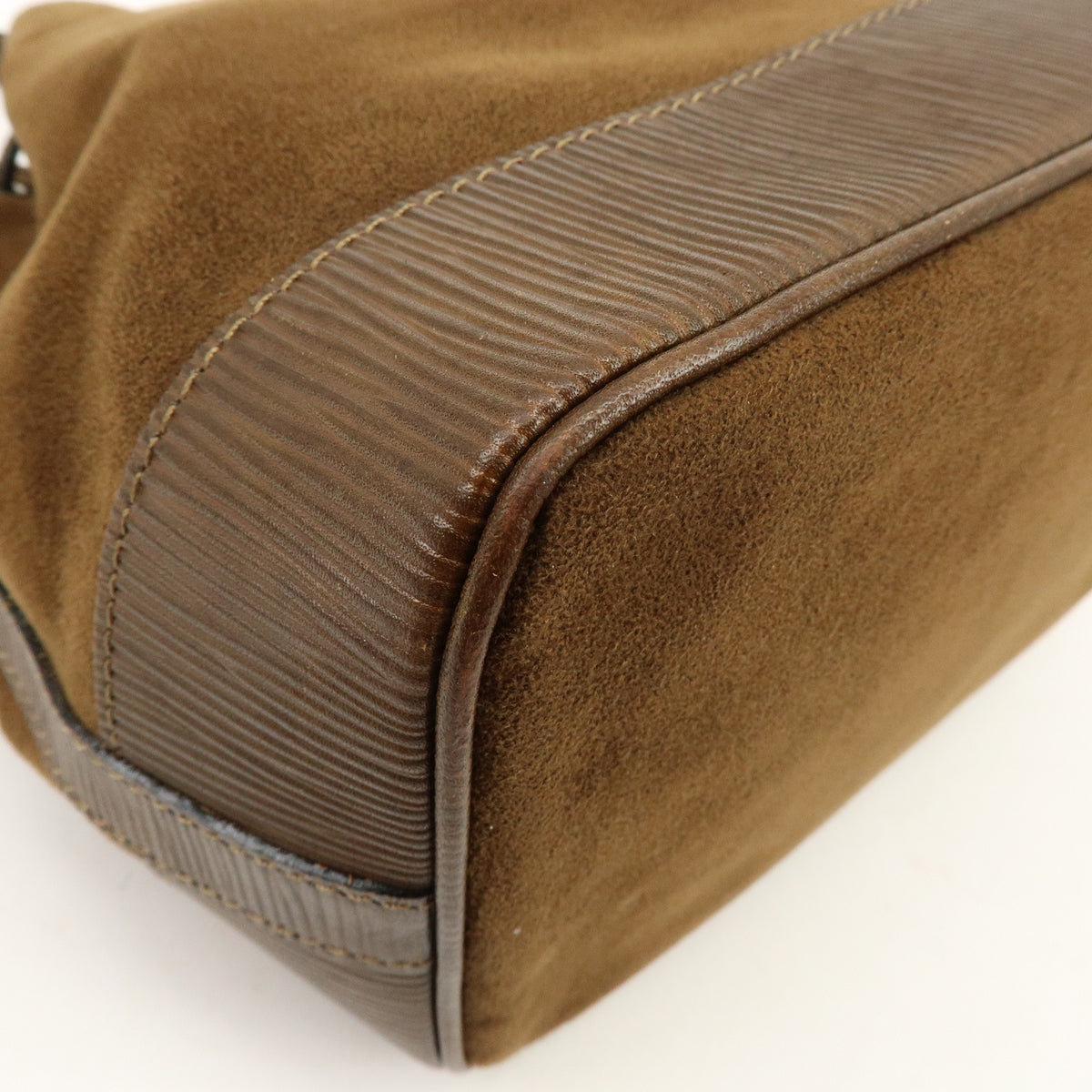 BALENCIAGA BB Logo Suede Leather Shoulder Bag Bucket Bag Brown