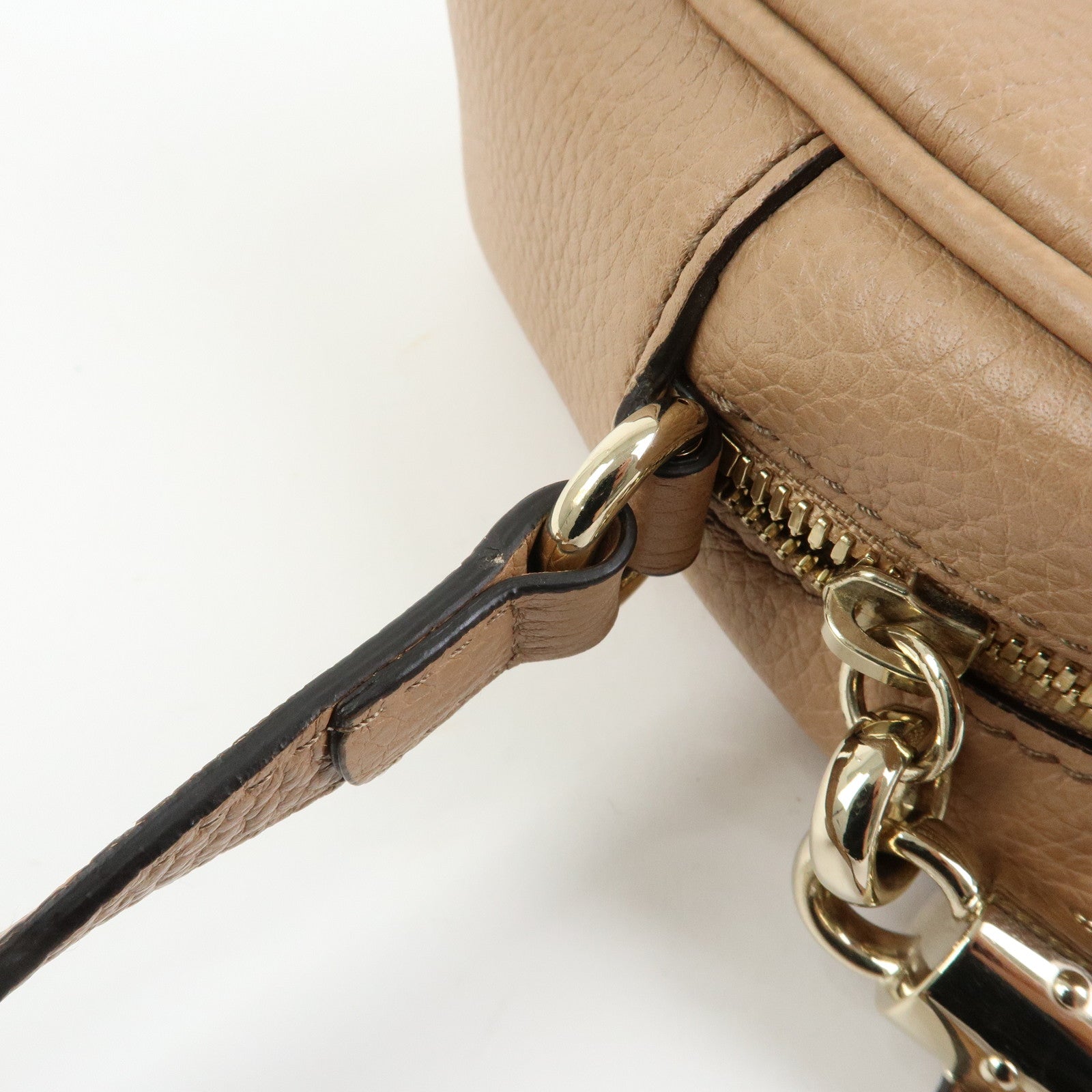 GUCCI SOHO Interlocking G Leather Small Disco Bag Beige 308364
