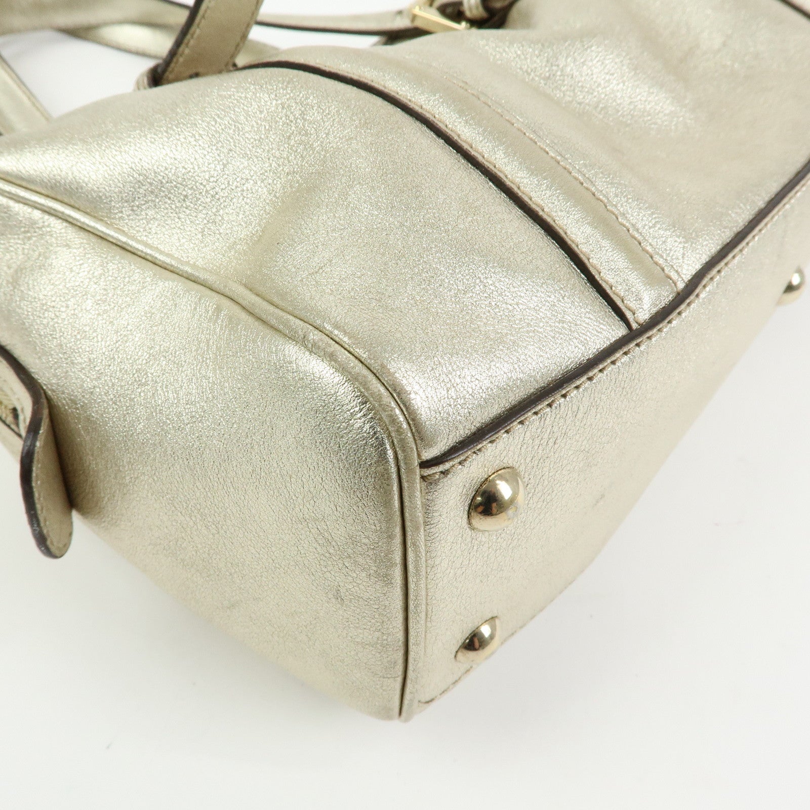 GUCCI Interlocking G Leather Mini Boston Bag Champagne Gold 170009