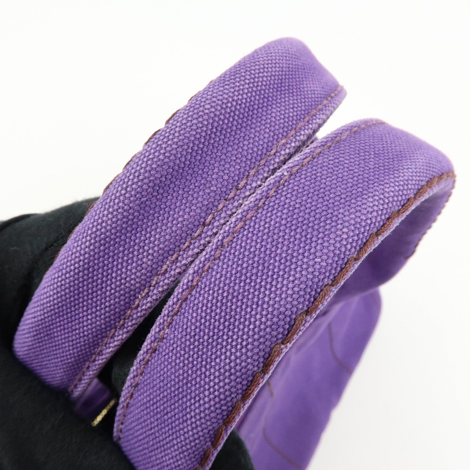 PRADA Canapa Triangle Logo Canvas Tote Bag Hand Bag Purple BN1877