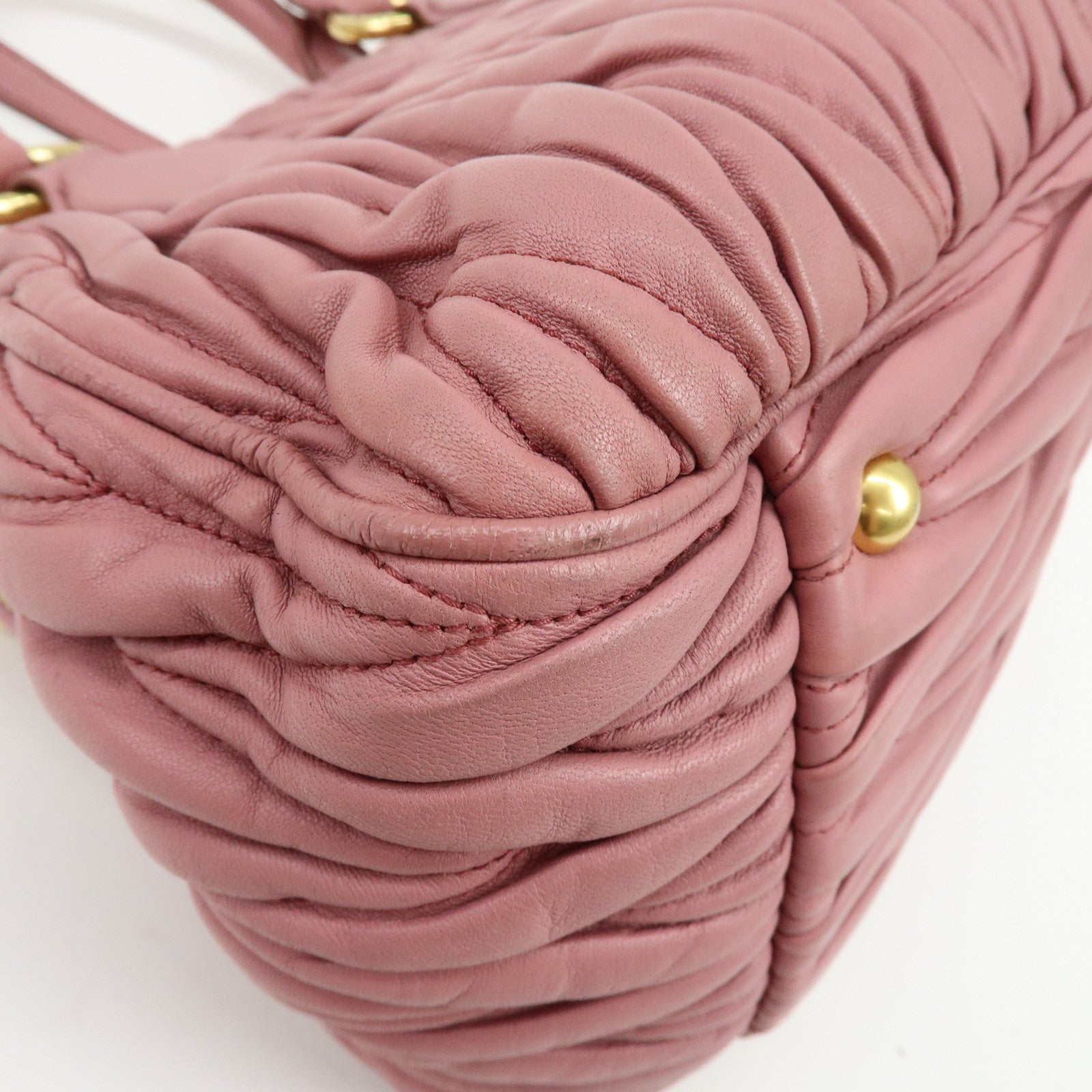 MIU MIU Matelasse Nappa Leather 2Way Hand Bag Shoulder Bag Pink RLN059