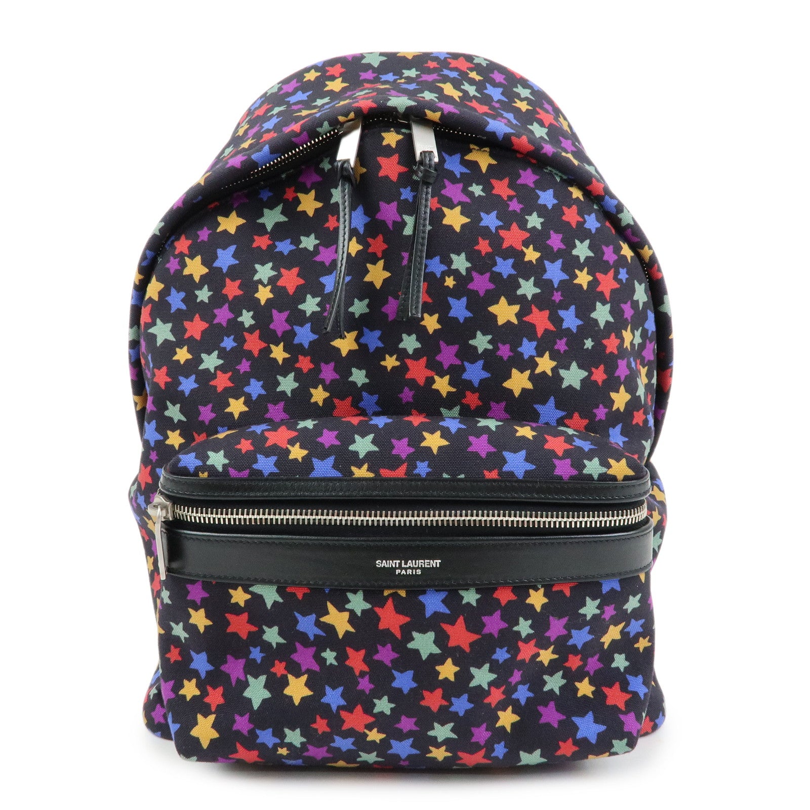 SAINT LAURENT PARIS City Canvas Leather Backpack Star Pattern 508548