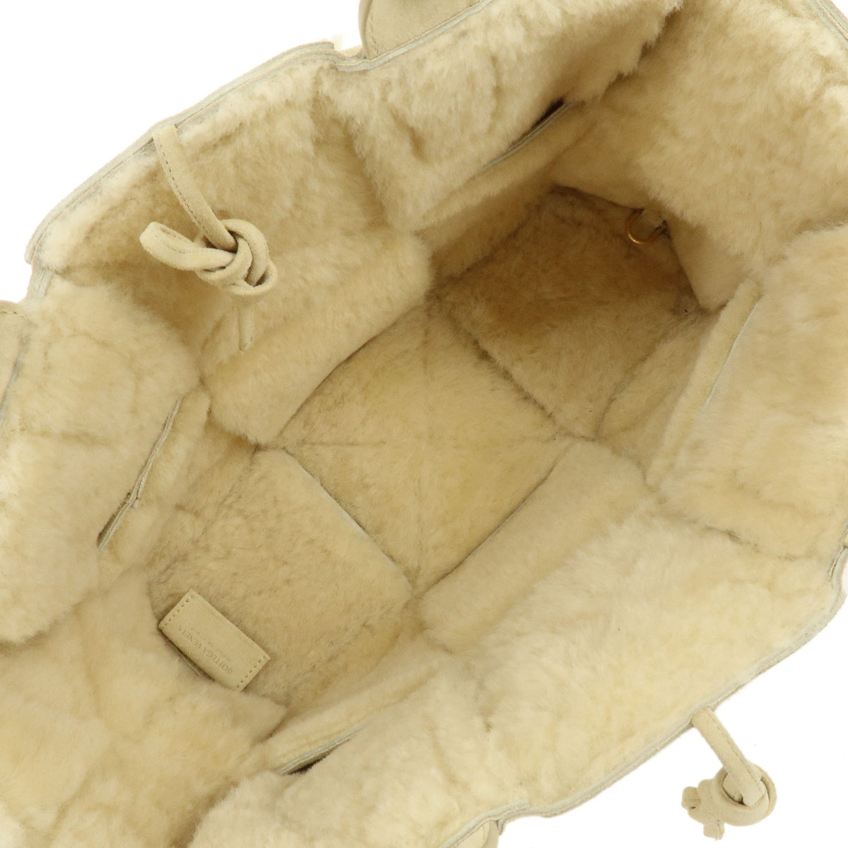 BOTTEGA VENETA Intorceciatto Arco Shearling Leather Hand Tote Bag Beige