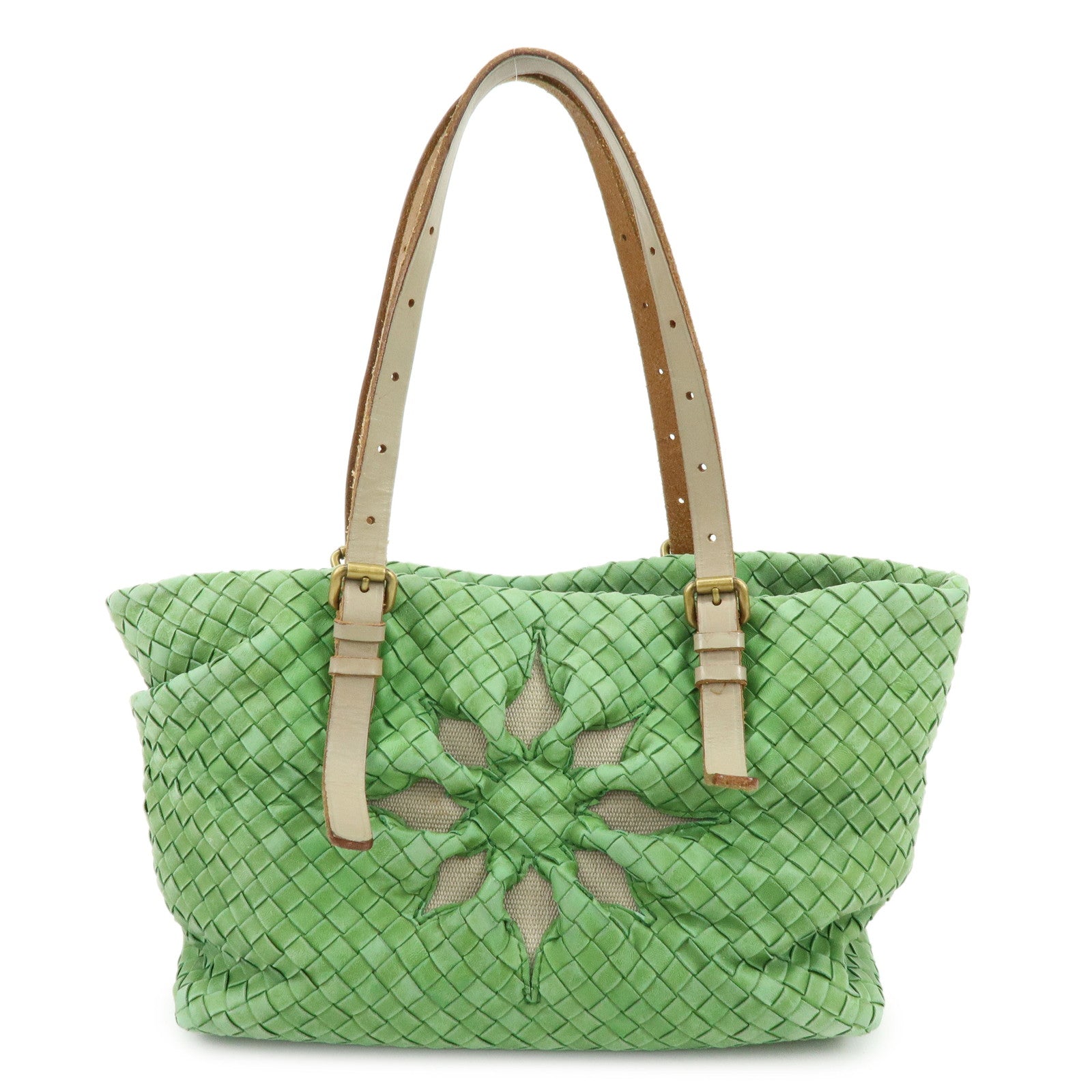 BOTTEGA VENETA Intrecciato Flower Shoulder Bag Tote Bag Green 169759