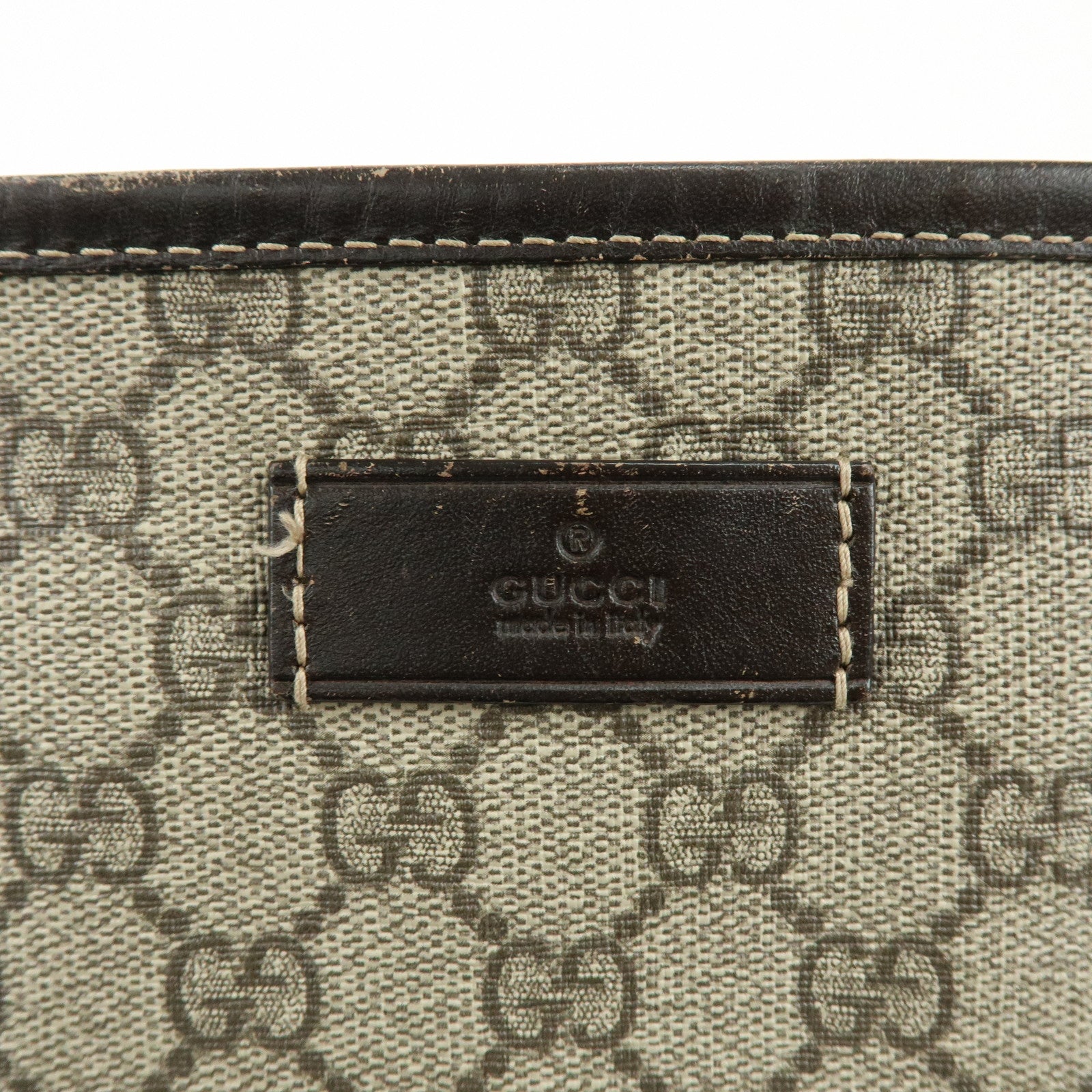 GUCCI GG Supreme Leather Tote Bag Shoulder Bag Beige Brown 211137