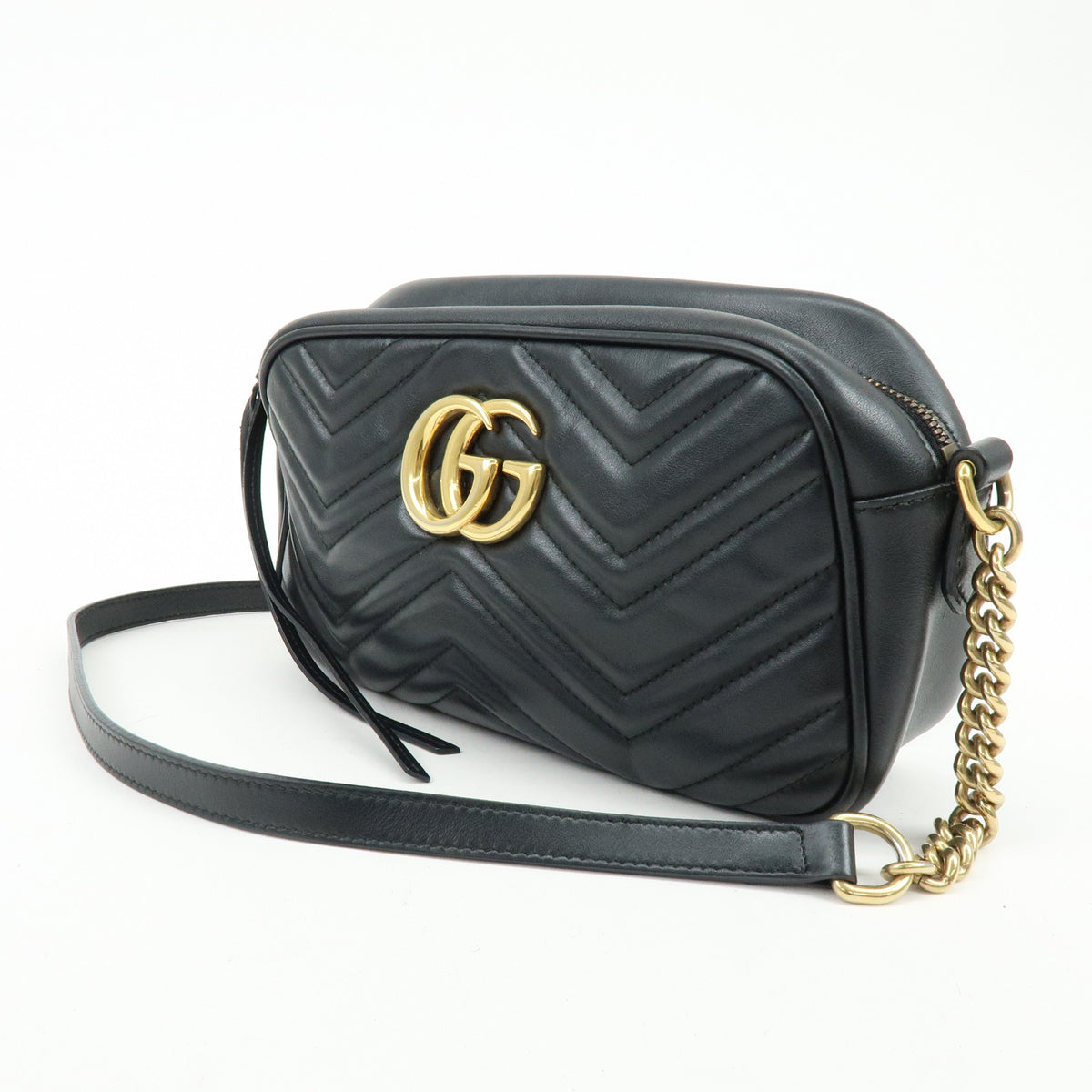 GUCCI GG Marmont Leather Shoulder Bag Crossbody Bag Black 447632