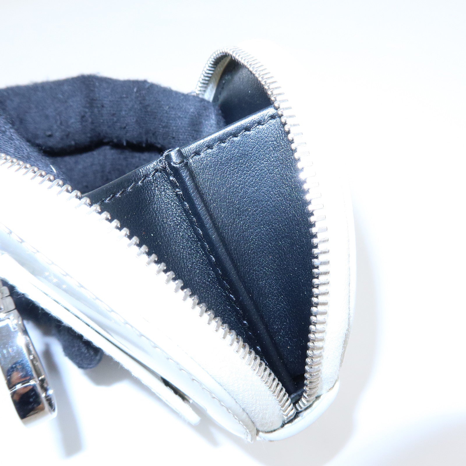 PRADA Triangle Logo Leather Mini Pouch Coin Case White 1TL431