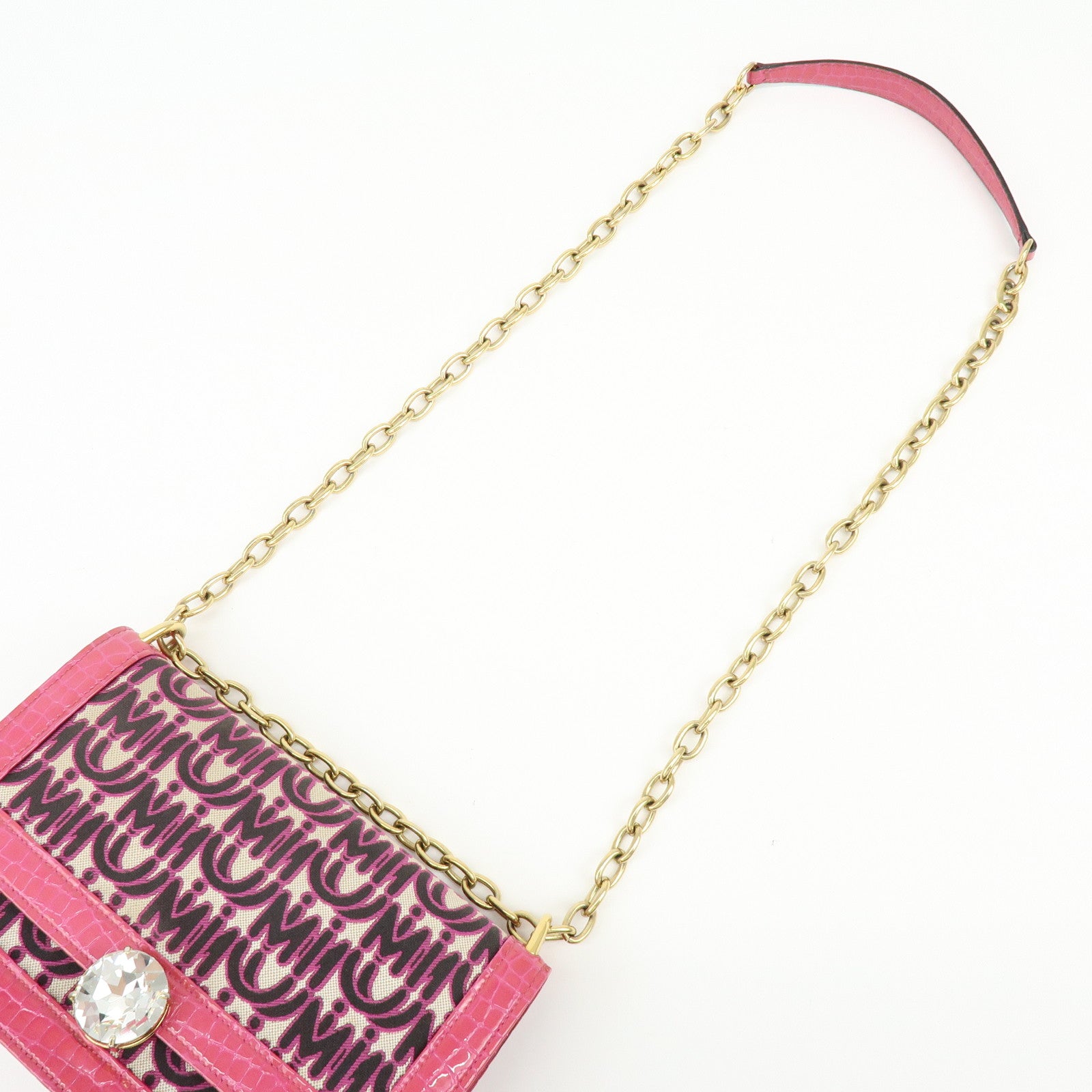 MIU MIU Jacquard Embossed Leather 2Way Hand Shoulder Bag Pink 5BD233