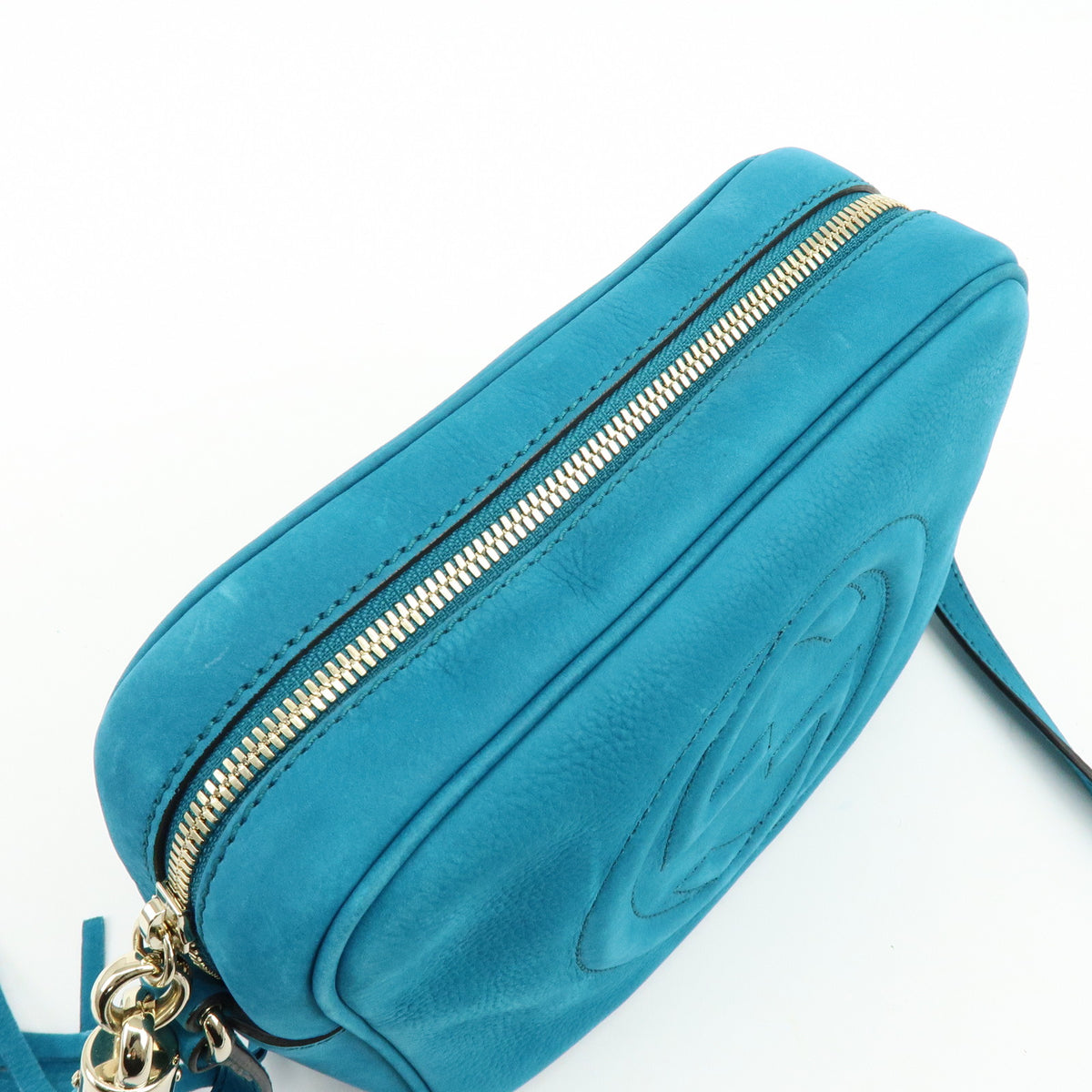 GUCCI SOHO Interlocking G Leather Disco Bag Shoulder Bag Blue 308364
