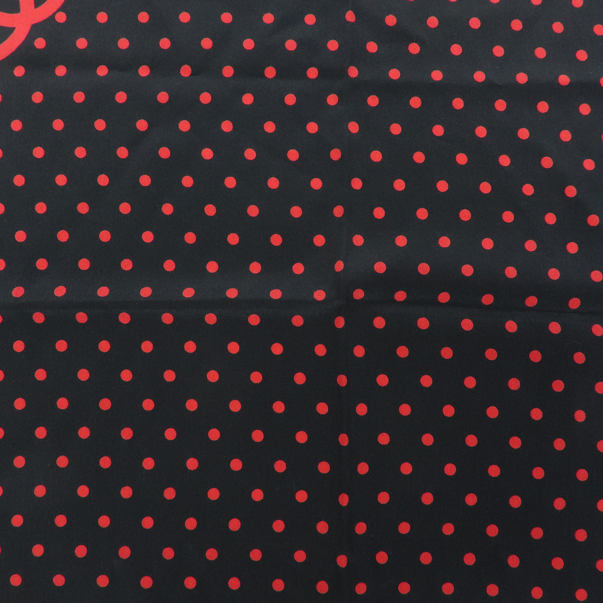 CHANEL COCO Mark Silk 100% Scarf Polka Dots Black Red