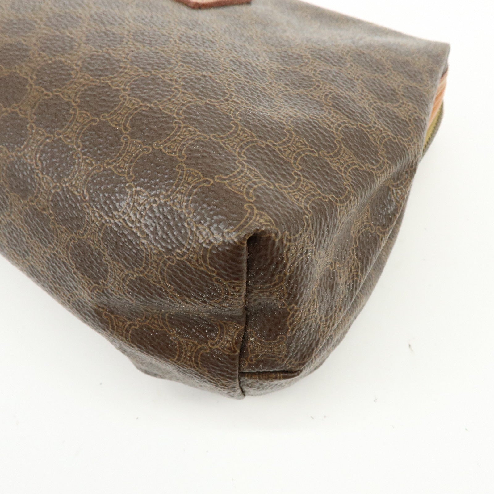 CELINE Macadam PVC Leather Pouch Cosmetic Pouch Brown