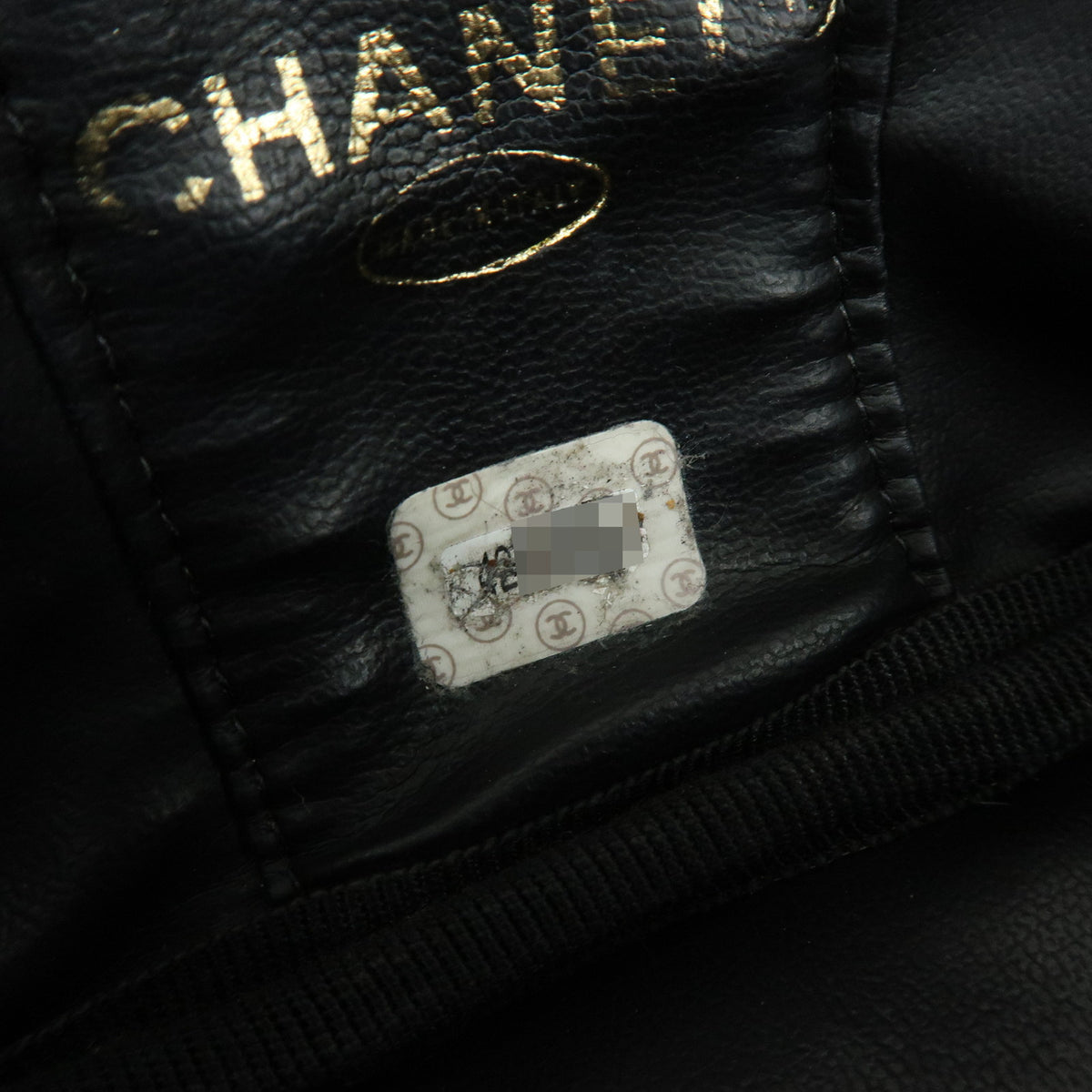 CHANEL COCO Mark Caviarskin Cosmetic Pouch Makeup Case Black