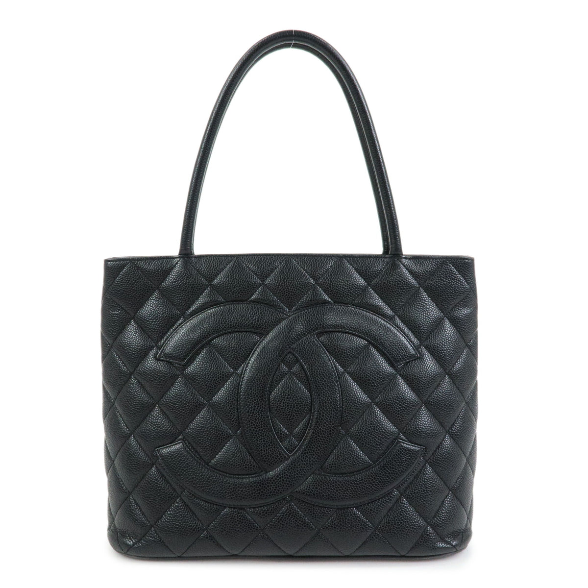 CHANEL Medallion Matelasse COCO Mark Tote Bag Hand Bag Black A01804
