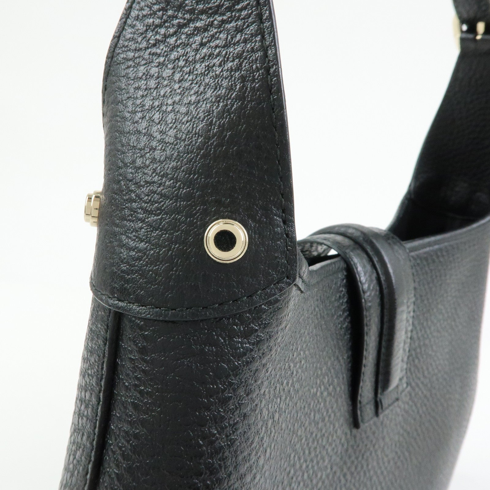 GUCCI Logo Leather Shoulder Bag Hand Bag Black 130779
