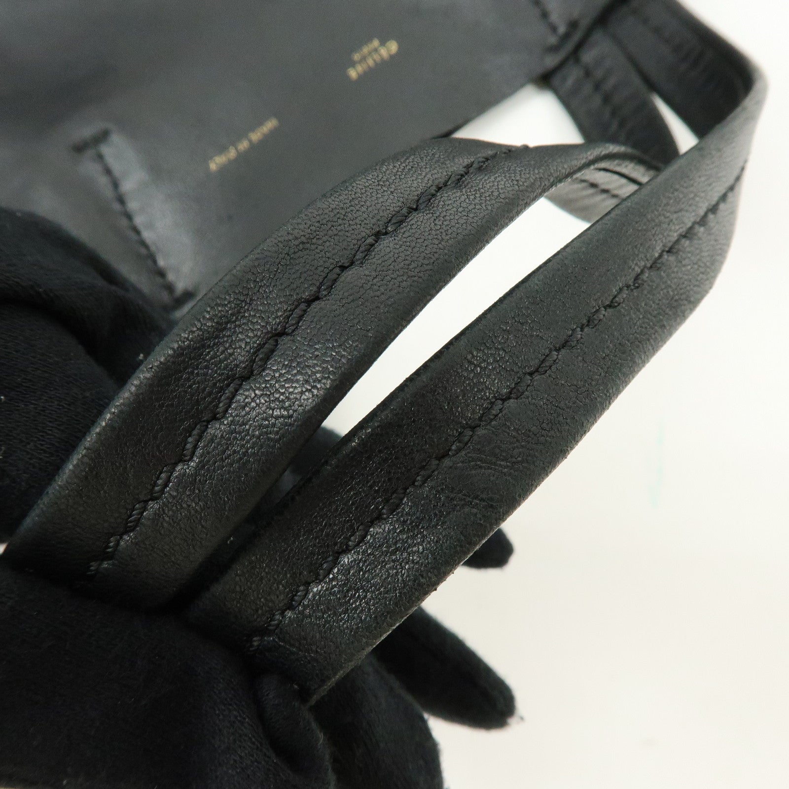 CELINE Horizontal Cabas Leather Tote Bag Hand Bag Black