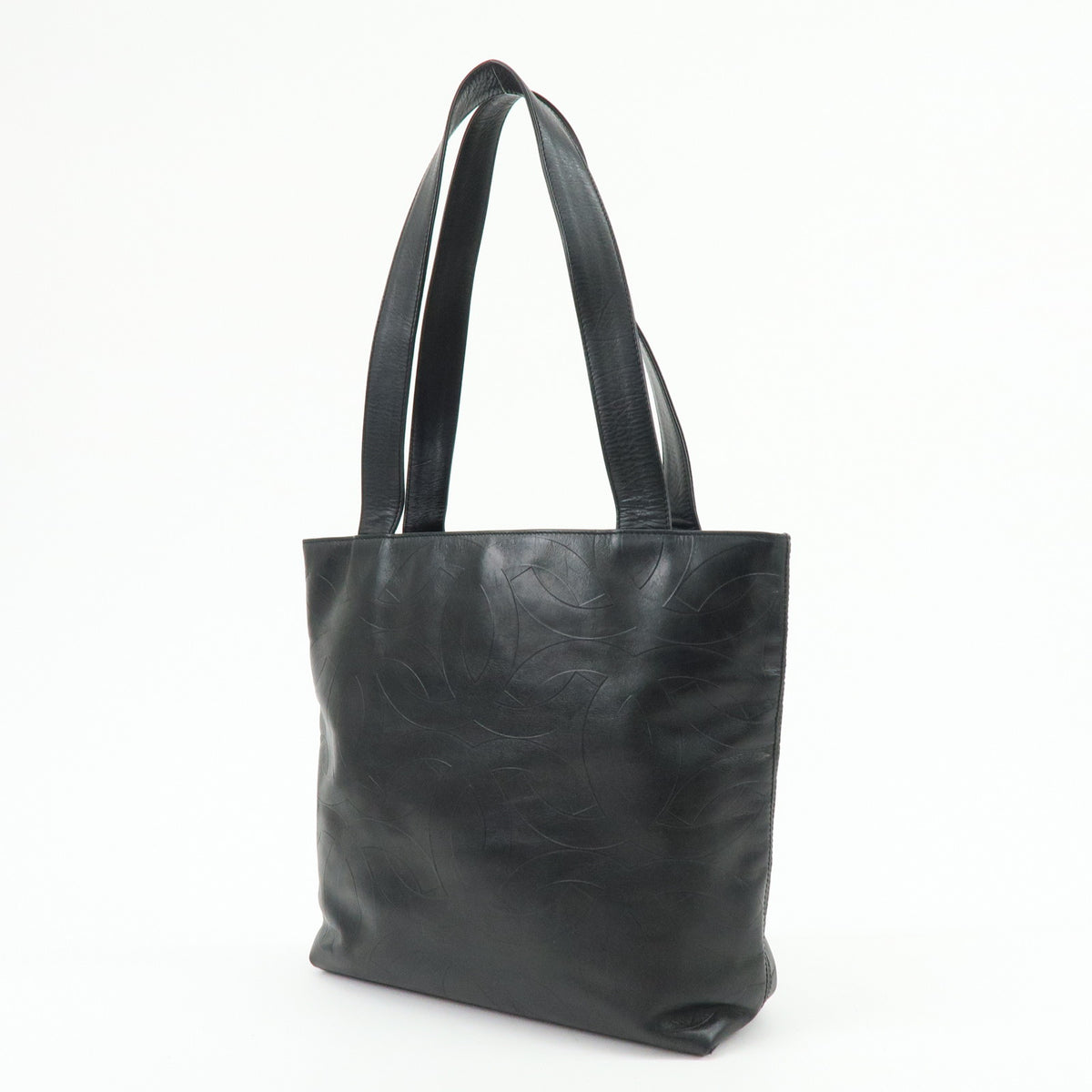 CHANEL COCO Mark Lamb Skin Tote Bag Shoulder Bag Black