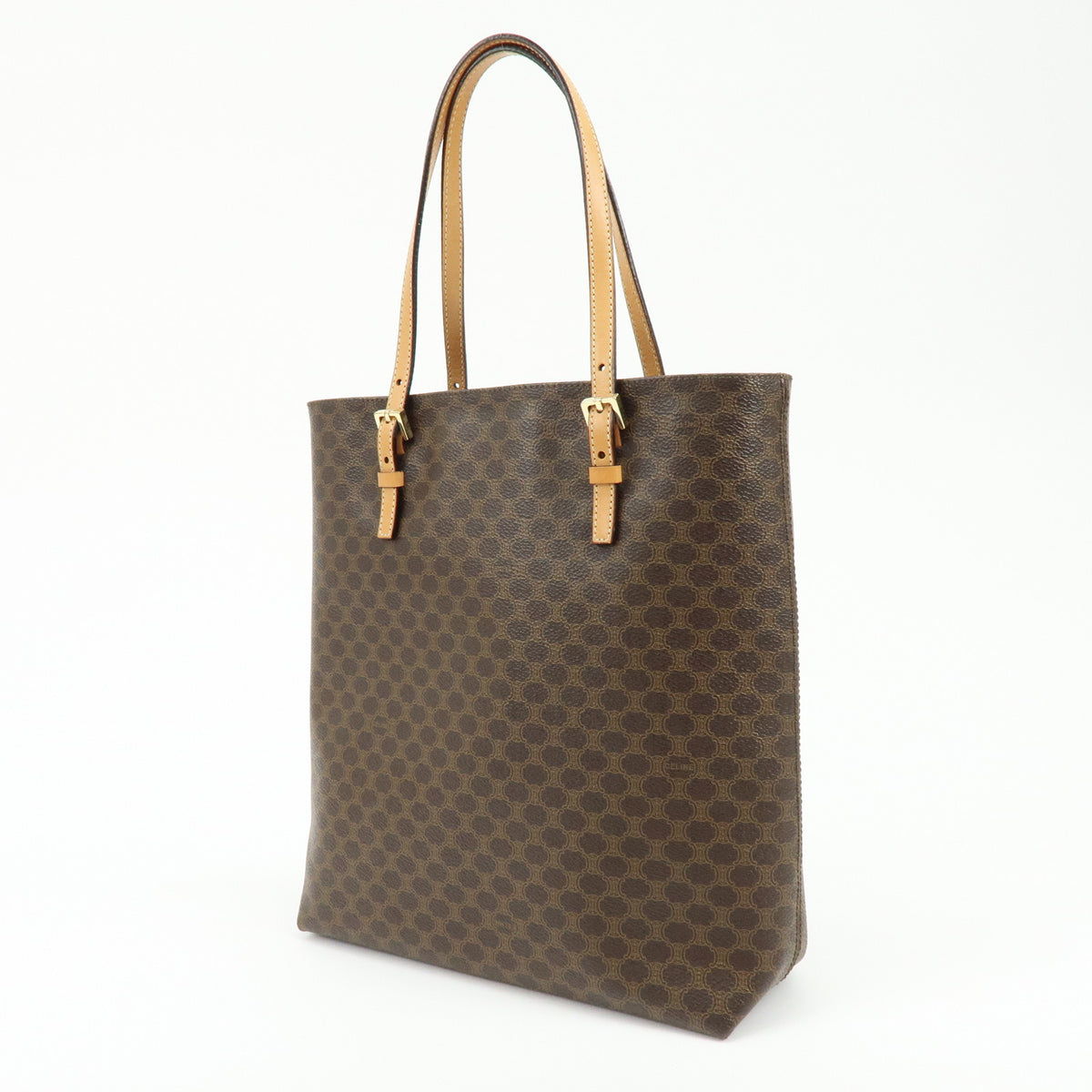 CELINE Macadam PVC Leather Tote Bag Hand Bag Brown