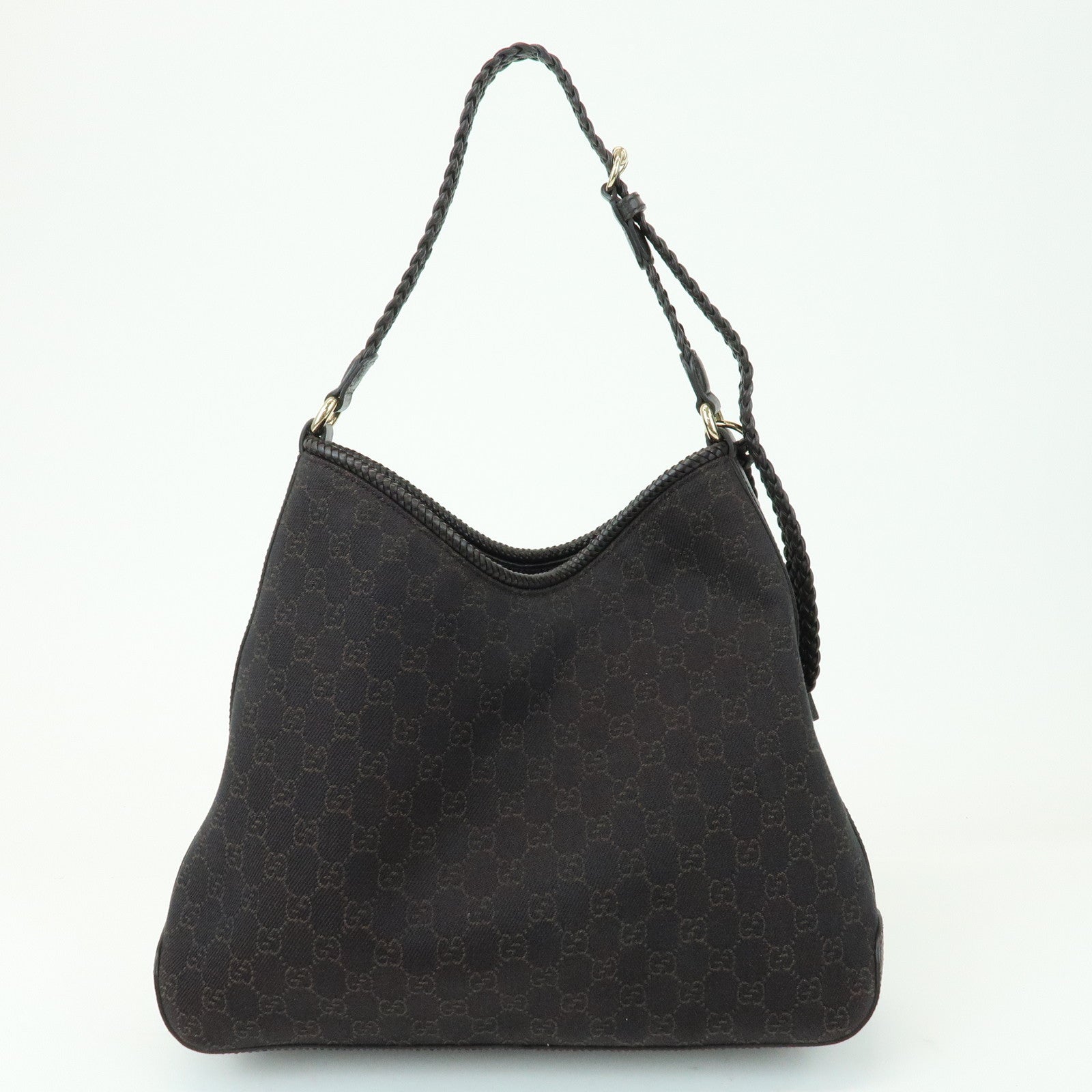 GUCCI GG Denim Leather Shoulder Bag Hand Bag Brown 336659