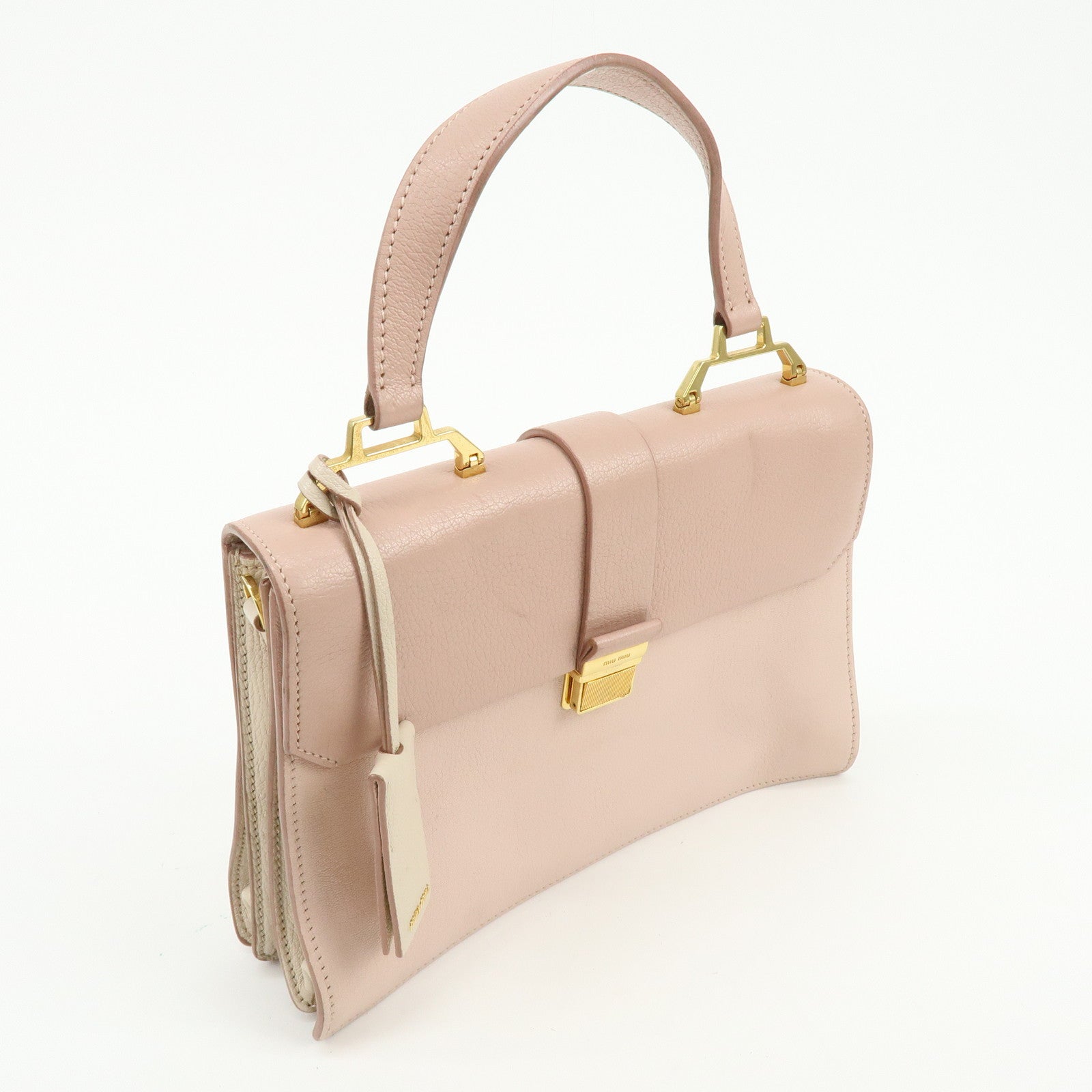 MIU MIU Madras Leather 2Way Bag Shoulder Bag Bi-Color Light Pink