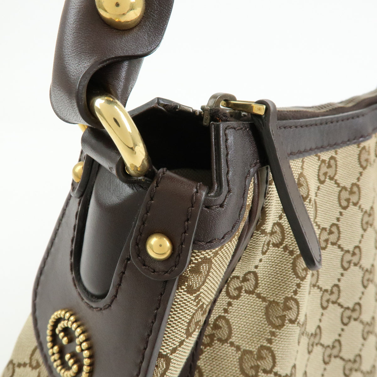 GUCCI Scarlett Interlocking G GG Canvas Leather Shoulder Bag 282298