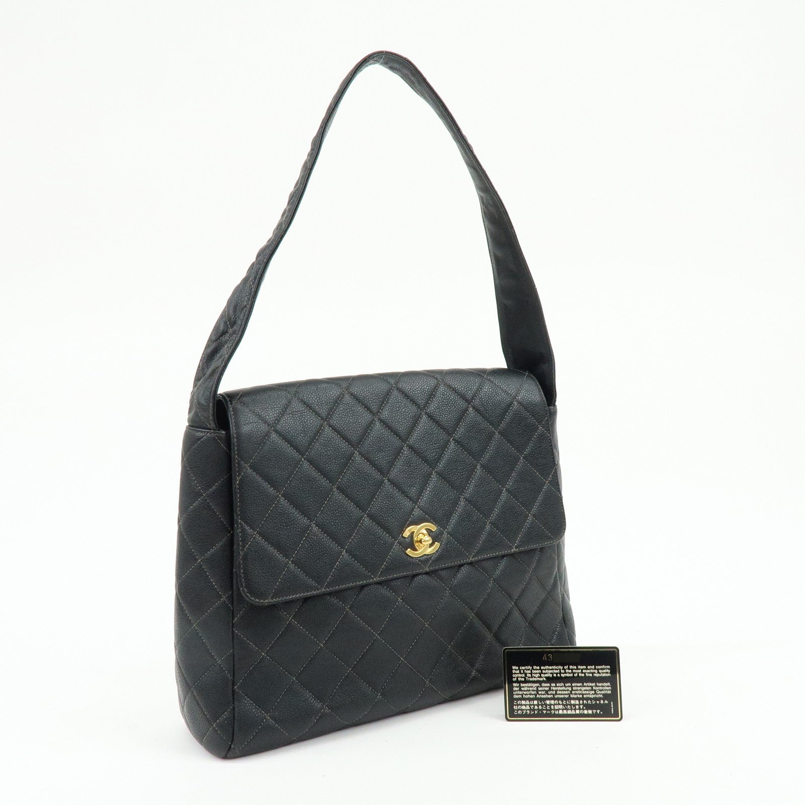 CHANEL COCO Mark Matelasse Caviar Skin Shoulder Bag Black