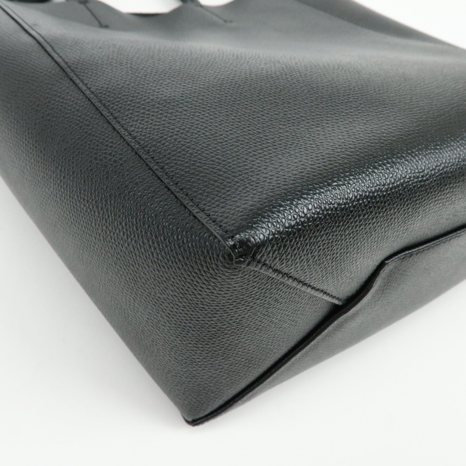 CELINE Vertical Cabas Leather 2Way Bag Hand Bag Shoulder Bag Black