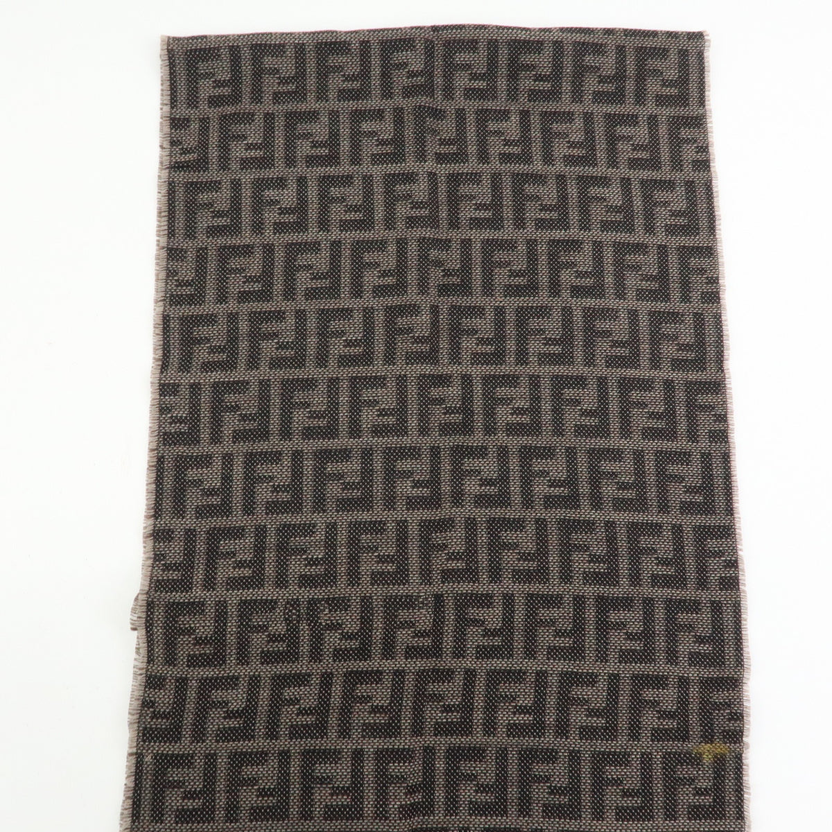 FENDI Zucca Lot of 2 Wool 100% Fringe Scarf Brown Blue