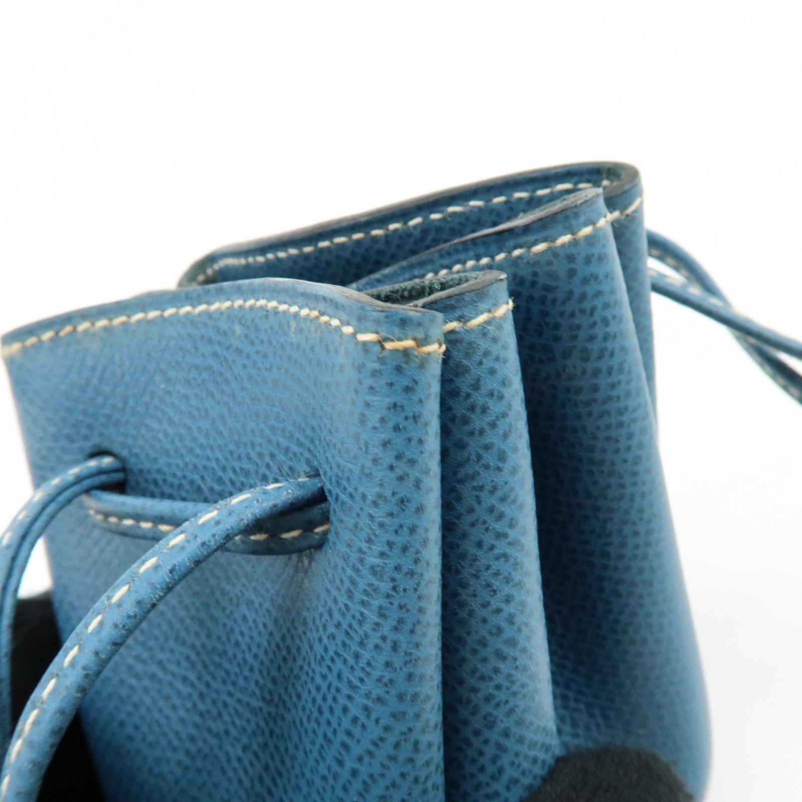 HERMES Courchevel Leather Pouch Blue Jean □G Stamped Blue Jean