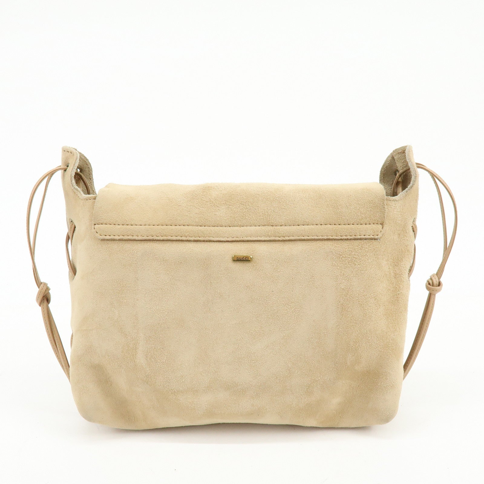 GUCCI Heart Suede Leather Shoulder Bag Crossbody Bag Beige 95107