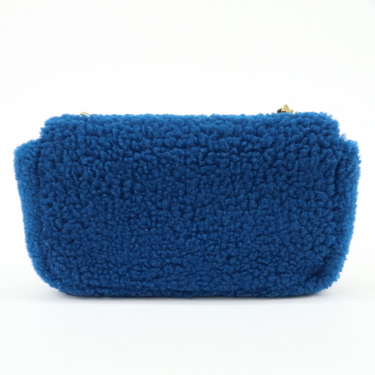 FENDI Mini Be Baguette Mouton Leather Shoulder Bag Blue 8M0315
