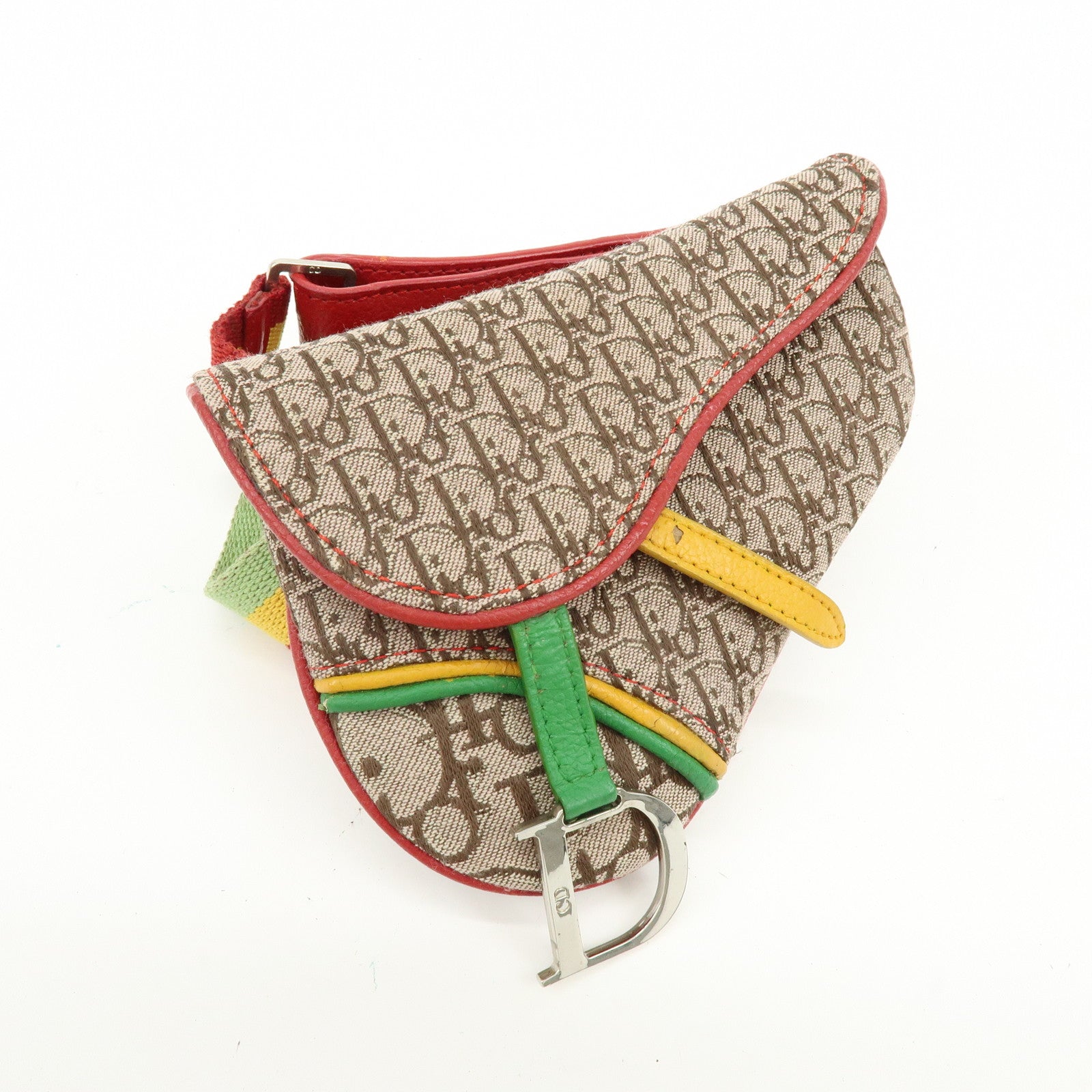 Christian Dior Trotter Saddle Rasta Canvas Leather Waist Bag Beige
