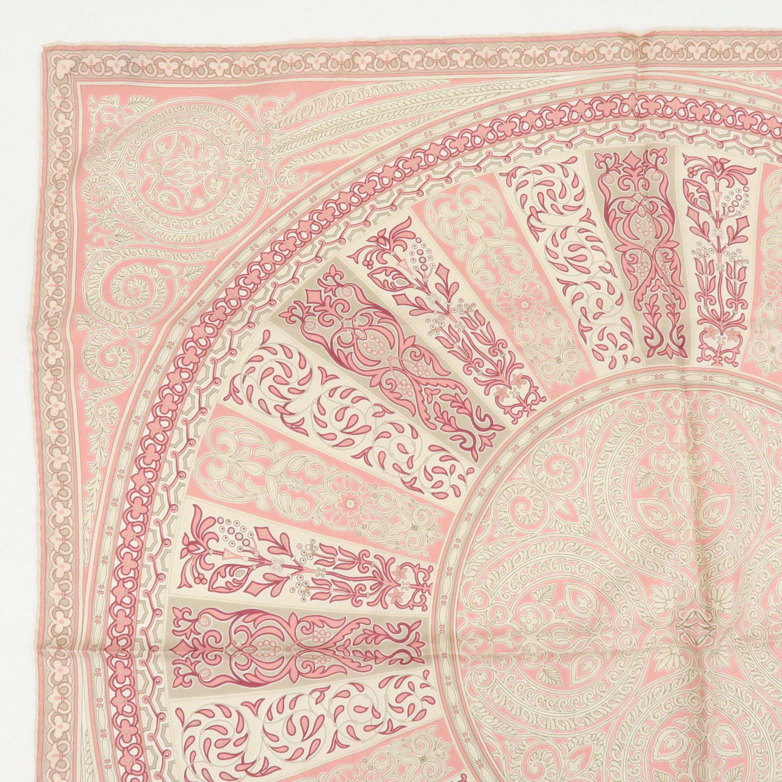 LOEWE Set of 2 Silk 100% Scarf VELAZQUEZ Paisley Pink Gold